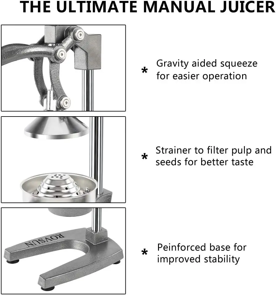 Professional Citrus Juicer Lemon Squeezer, Commercial Manual Fruit Press Juicer for Lemon Pomegranate Orange Juice, Heavy Duty Hand Press Orange Juicer Press and Lime Squeezer Stand summervibes