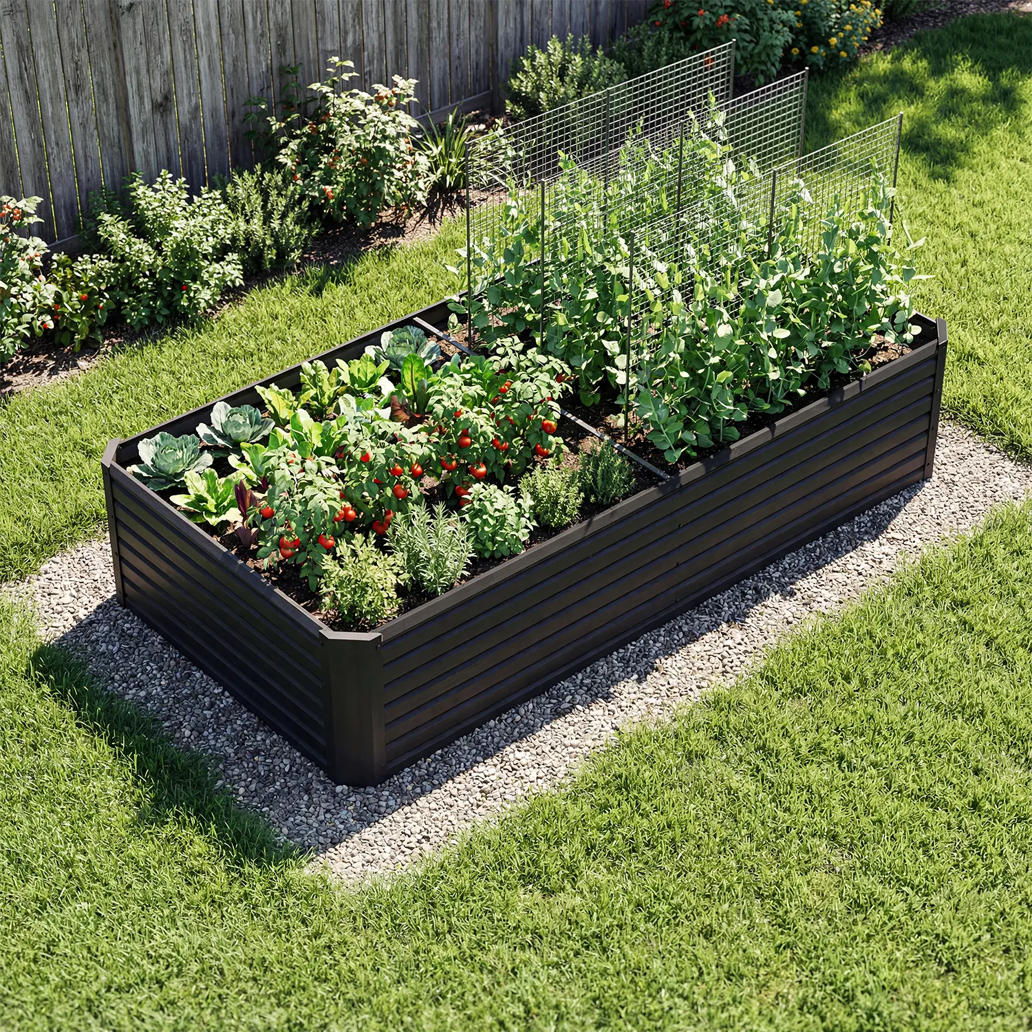 1pc Raised Garden Bed Kit, with Gloves & Tension Bar, Outdoor Patio Planter Box for Plants Vegetables Flowers