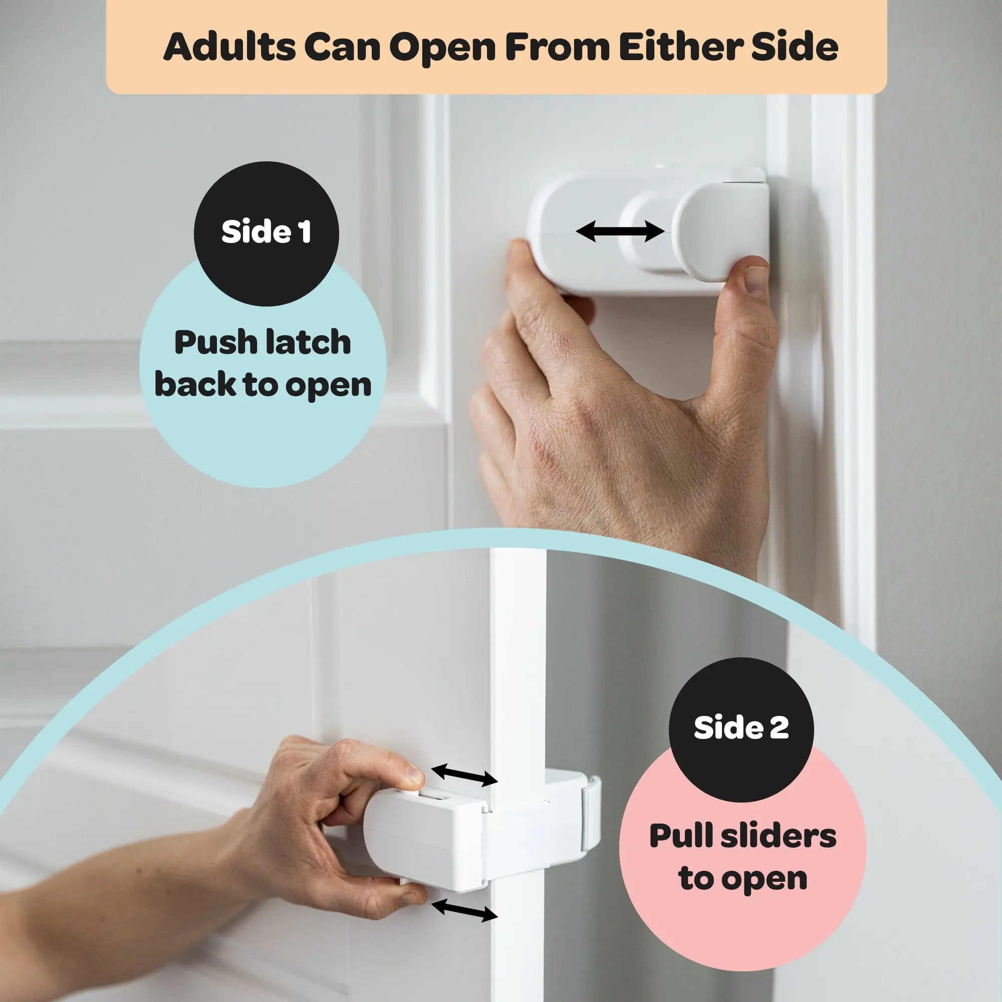 The Adjustable Snap-On Door Lock  - No Tools or Adhesives Required - Works With Door Knob, Lever or Handle