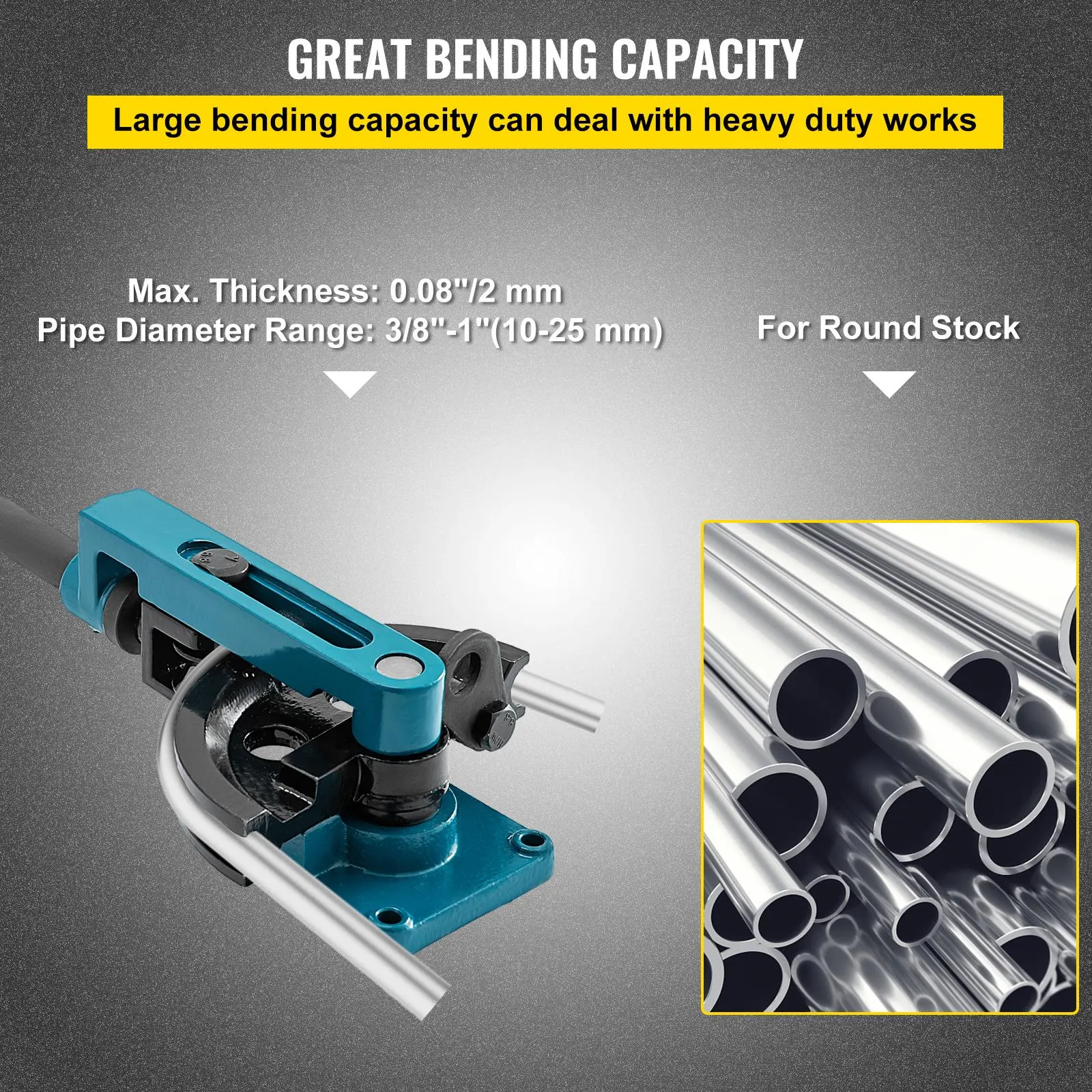 Manual Pipe Tube Bender Set 3/8", Summervibes, 1/2", 9/16", 5/8", 3/4", 7/8", 1" W/Dies