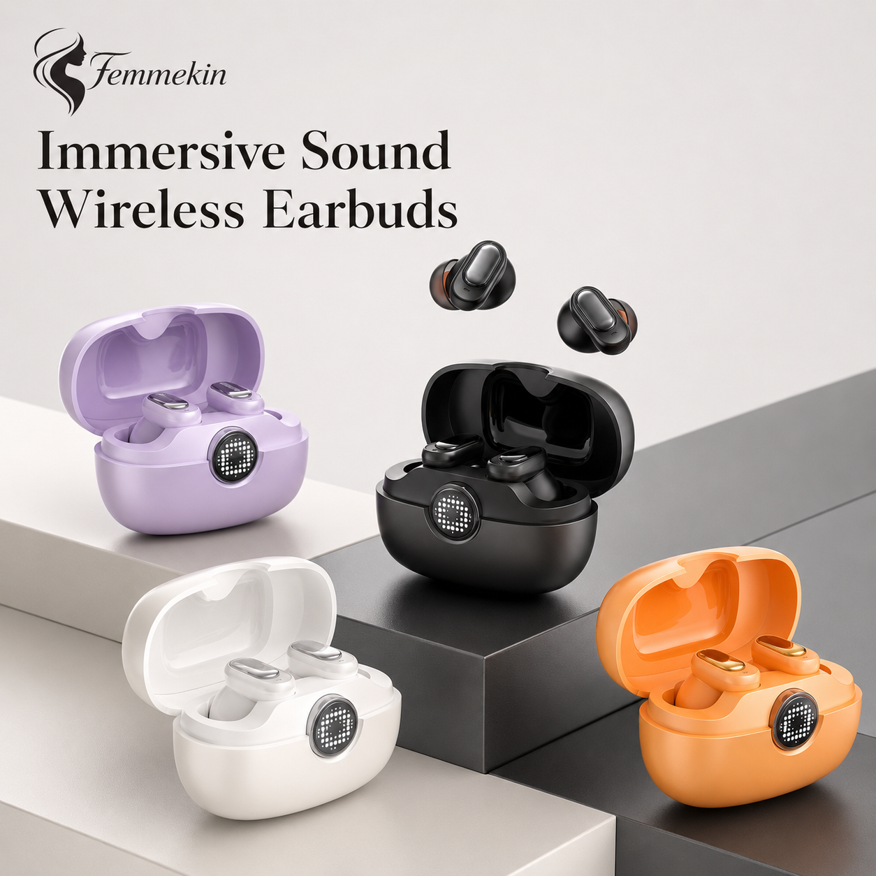 Wireless Waterproof Earbuds with Noise Reduction & 60H Playtime