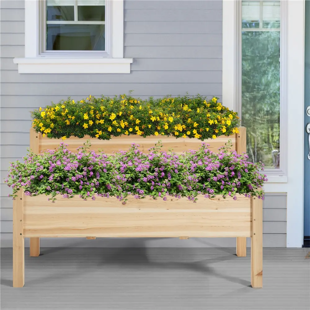 Large Raised Garden Bed Elevated Wooden Horticulture Planter Box with Legs Standing Growing Bed for Gardening/Backyard/Patio/Balcony