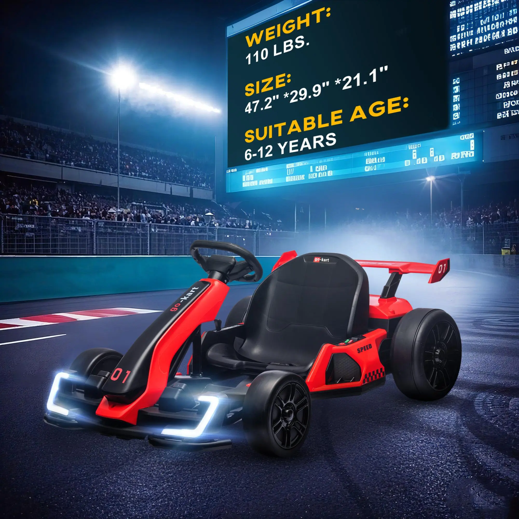 24V Electric Go-Kart – Kids Drifting Ride-On Car with Music, Horn & Speeds up to 8.1 MPH