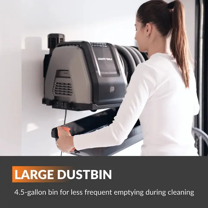 Vacuum Cleaner 30ft Retractable 20KPA Suction 6 Nozzles 4.5 Gallon Dustbin Wall Mounted Wet Dry Home Cleaning Solution