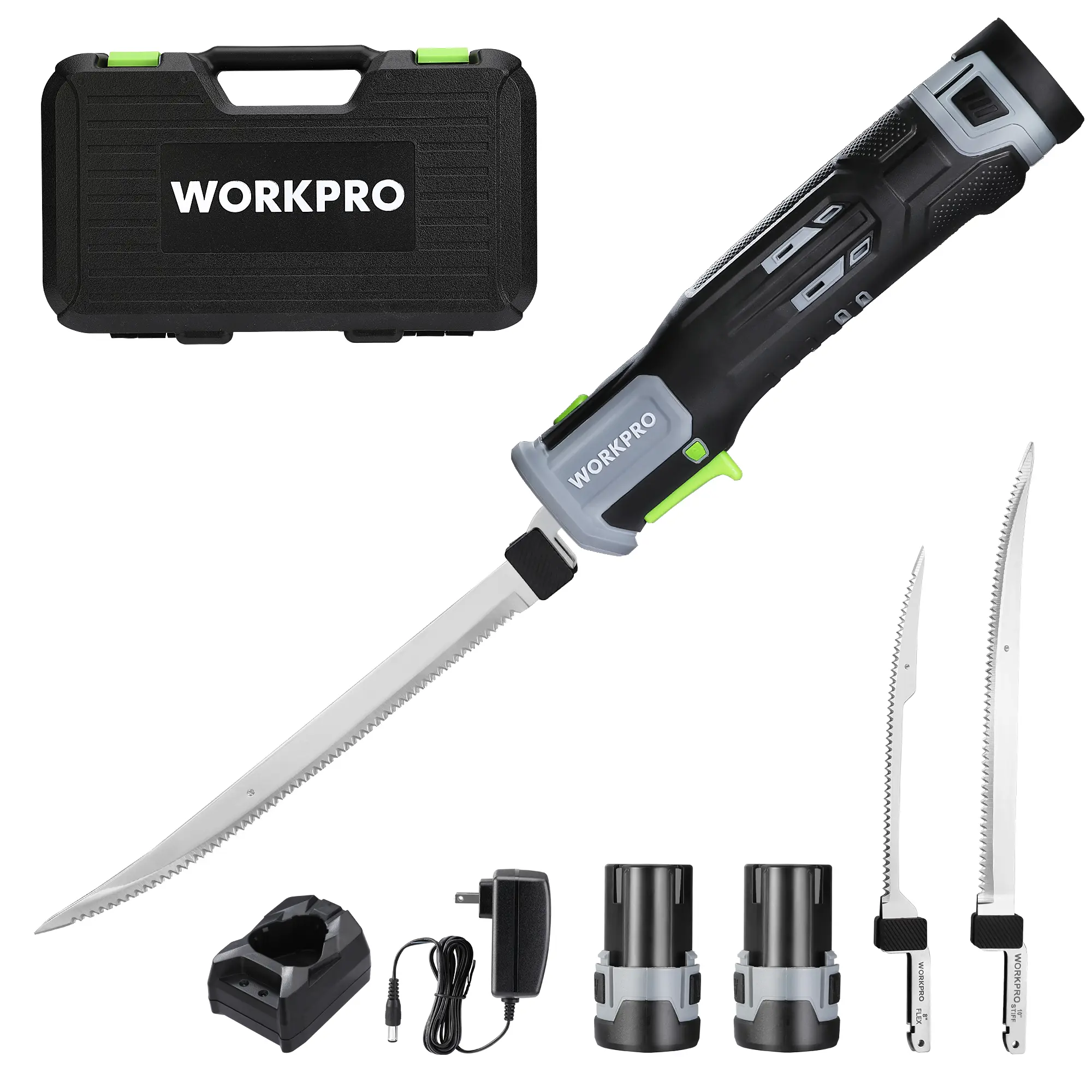 12V Cordless Electric Fillet Knife with 8"& 10"Razor-Sharp Blades, Cordless Fillet Knife with Non-slip Grip Handle and Safety Lock, 2 Rechargeable Battery Packs, 1 Quick Battery Charger, and 1 Storage Carry Case for Fishing