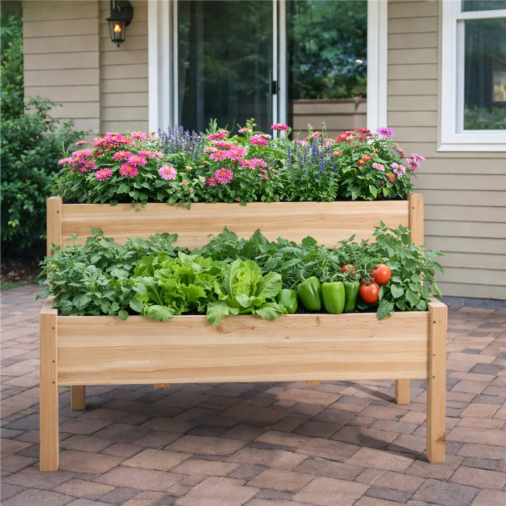 Large Raised Garden Bed Elevated Wooden Horticulture Planter Box with Legs Standing Growing Bed for Gardening/Backyard/Patio/Balcony