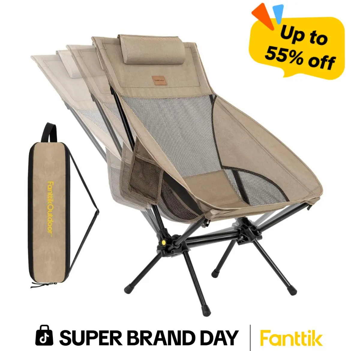 Outdoor L8 Camping Chair, Portable & Lightweight, Comfort-Driven Foldable Rocking Chair with Carry Bag for Camping, Hiking, Patio, Fishing, Support up to 250 lbs,summerwins