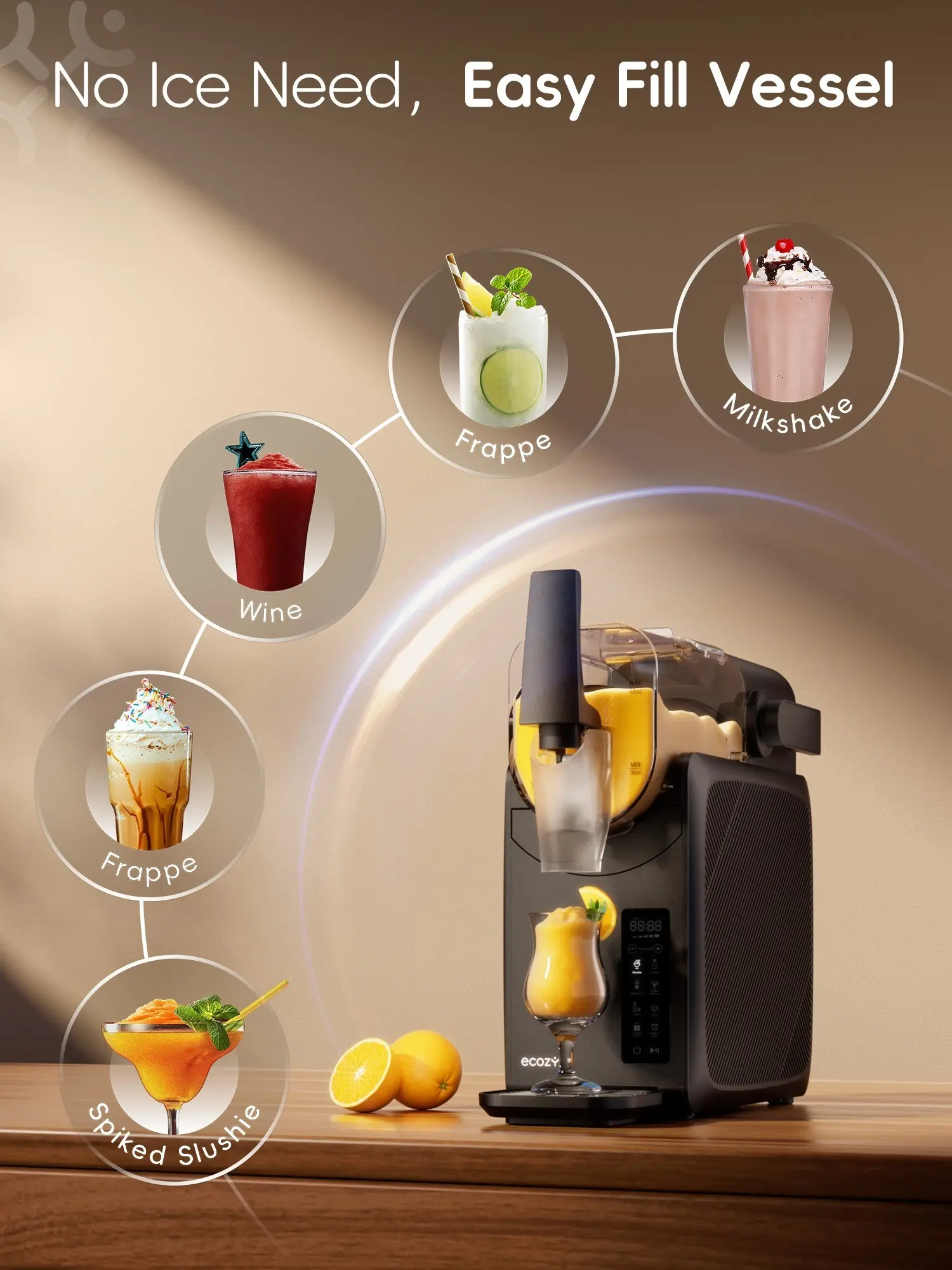 Slushie Machine Frozen Drink Maker No Ice Needed 68 oz Slushy Machine Ice Crusher Small Kitchen Gadget Self-Cleaning Function 5 Versatile Presets for Father's Day Gift
