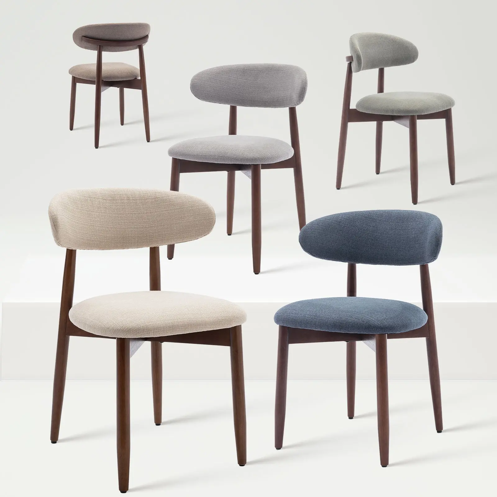 Modern Upholstered Dining Chair – Ergonomic Backrest, Premium Fabric Finish & Natural Wood Frame