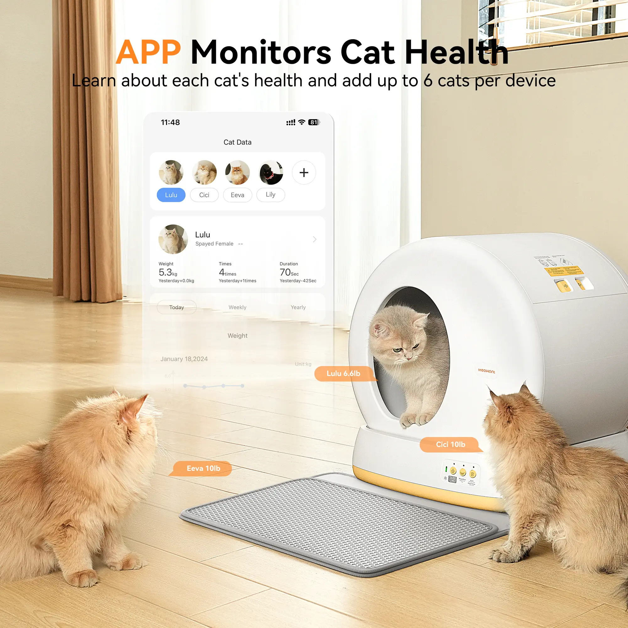 Automatic Self-Cleaning Litter Box – App Control, Odor-Free Design, Ultra-Quiet Operation & Multi-Cat Friendly