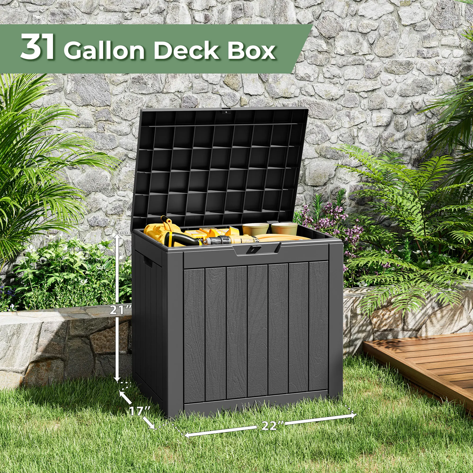Outdoor Storage Box Weatherproof,  Resin Lockable Outdoor Storage for Secure Package Deliveries and Indoor Storage.Summervibes