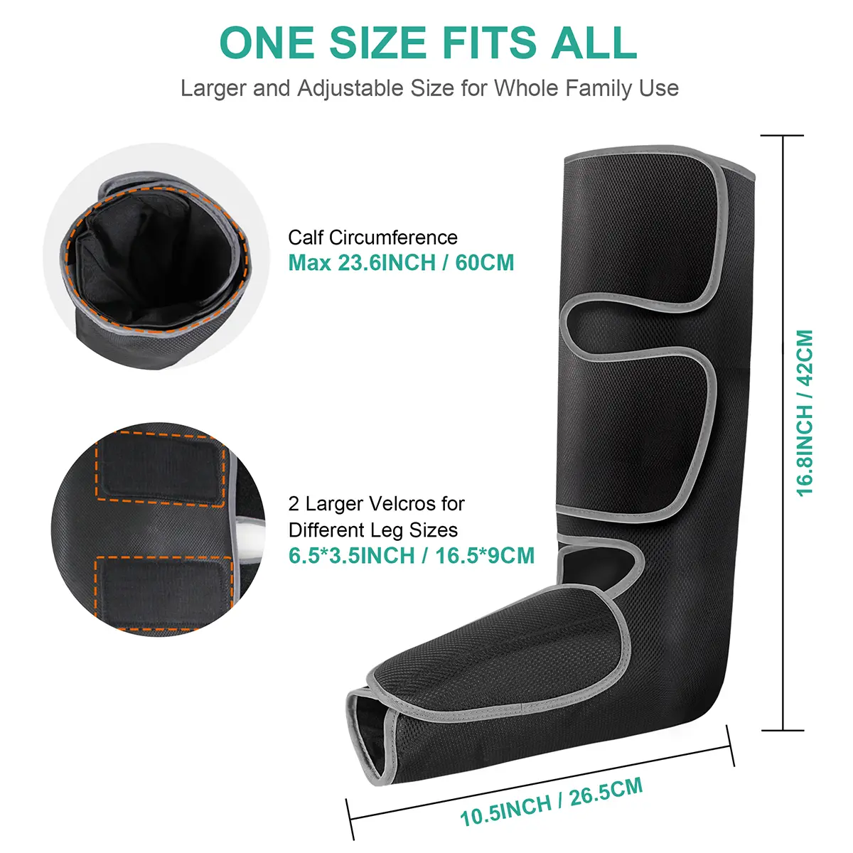 Air Compression Leg Massager Black Calf & Foot Massager Adjustable Massage Boots for Home Office Use with 3 Modes & 2 Timers Comfort Gifts for Mom Dad - Relaxing
