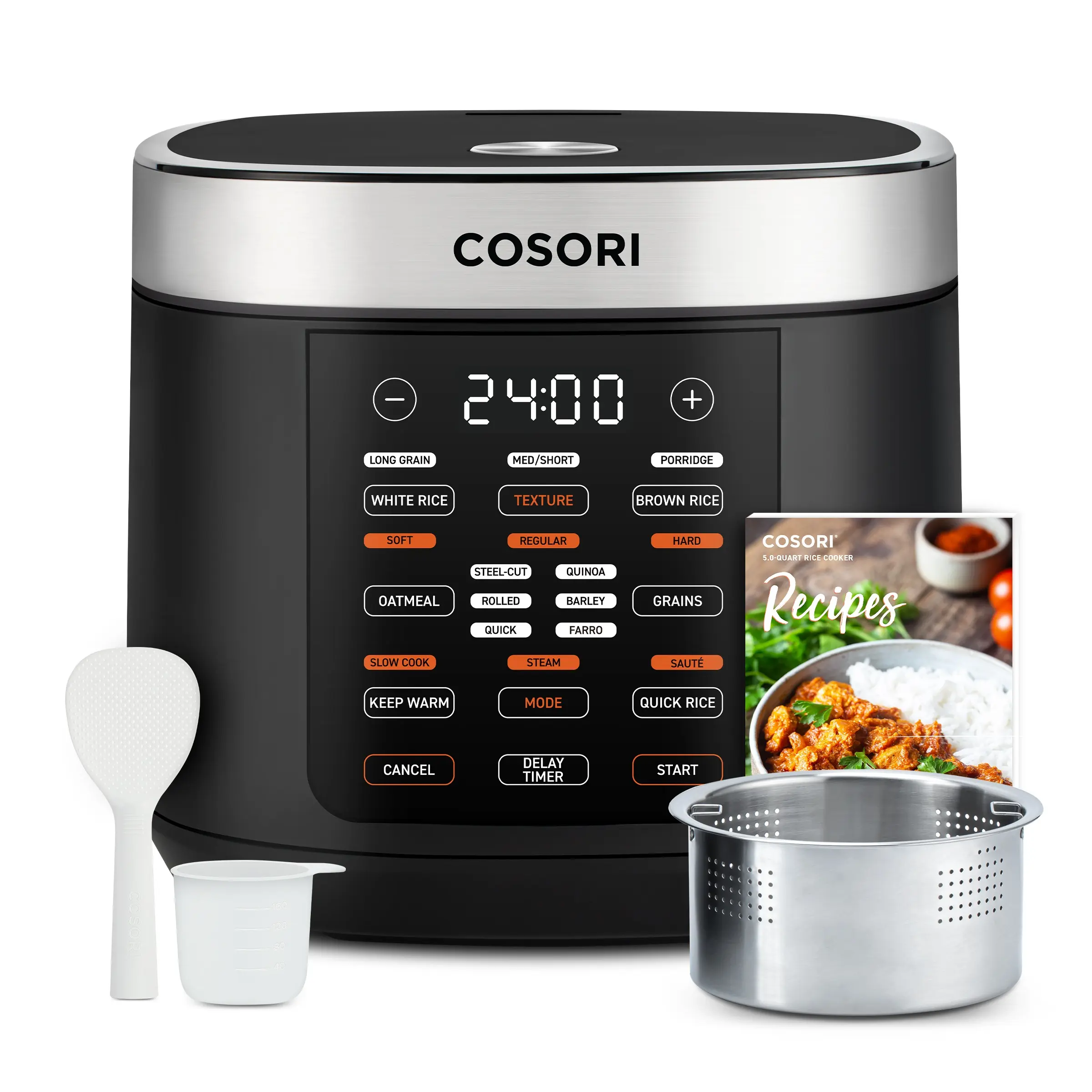 18-in-1 Multifunction Rice Cooker – 5QT Programmable Cooker with Steam, Slow Cook, 24H Keep Warm & Fuzzy Logic