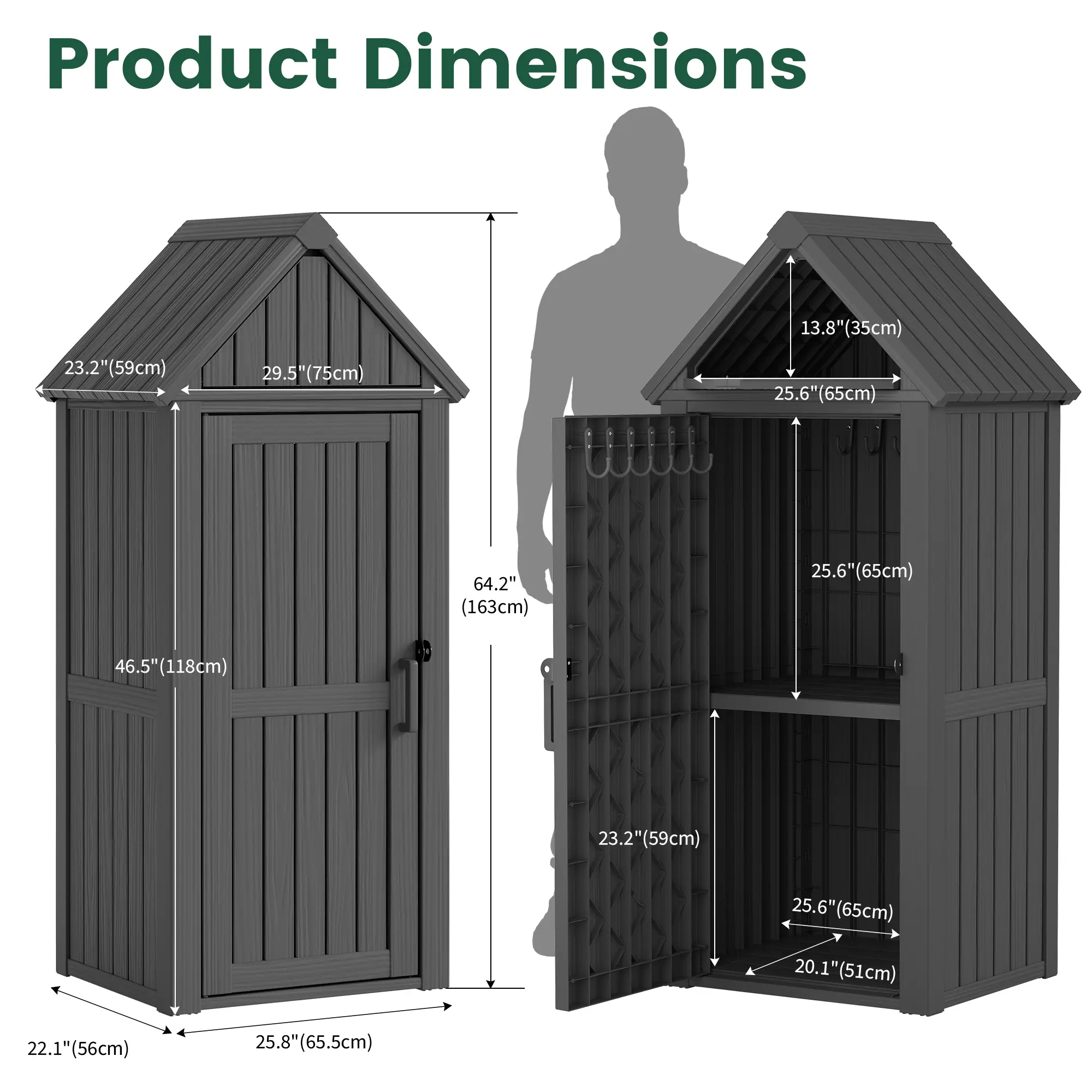 Outdoor Storage Cabinet, Cleaning Cabinet, Tool Cabinet, Rainproof and Waterproof, Sunproof for Backyards & Patios, Backyard Storage Box,Summervibes