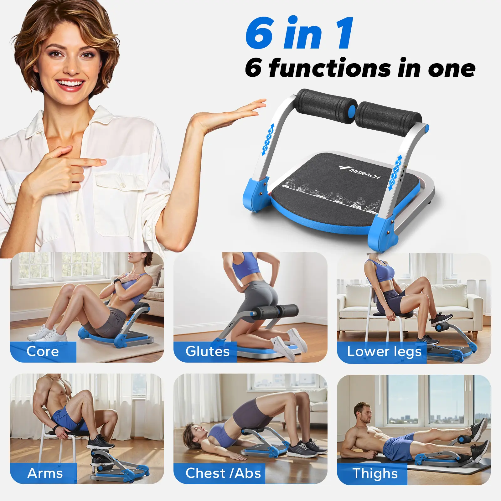 Adjustable Ab Crunch Machine – 3-Level Core Trainer for Home Gym & Full Ab Workout