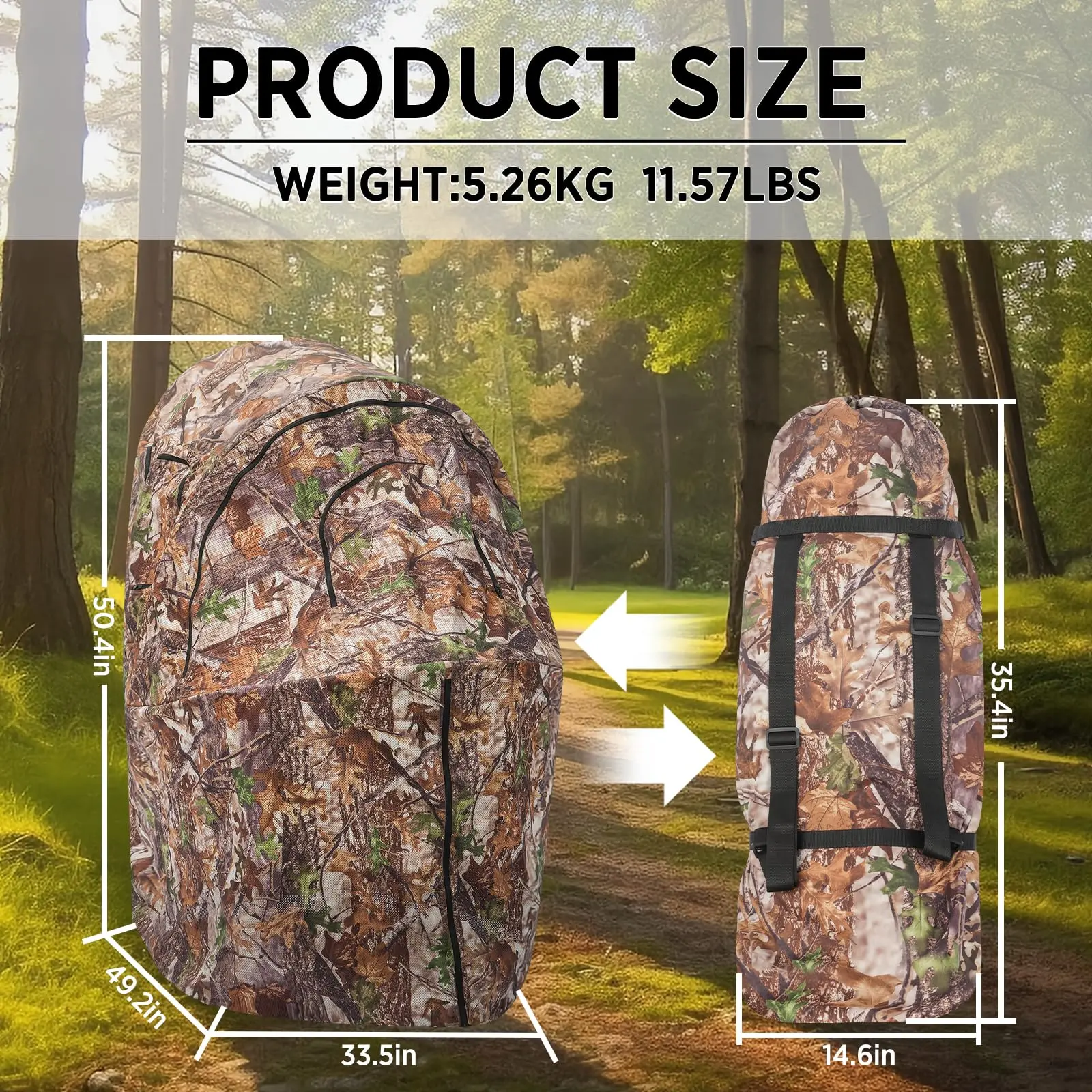 [Amazing Offer]Portable Blind With Chair - Camouflage See-Through Ground Tent with Cup Holder, Lightweight 1-Person Tent for Deer, Duck, and Turkey Hunting Visibility Convenience