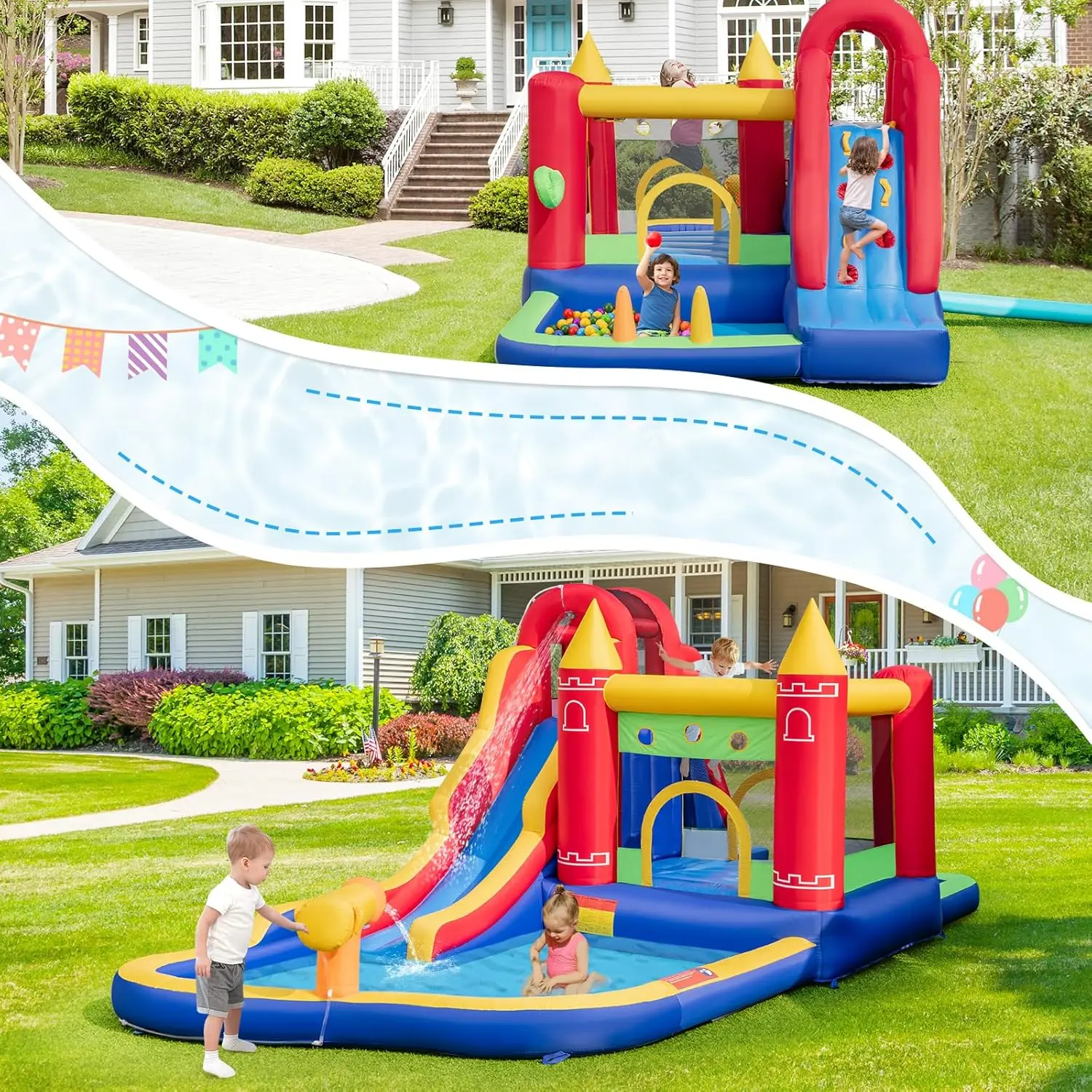2-Tier Kids Water Table – 100PCS DIY Waterways Playset with Pump for Backyard, Beach & Poolside Summer Fun