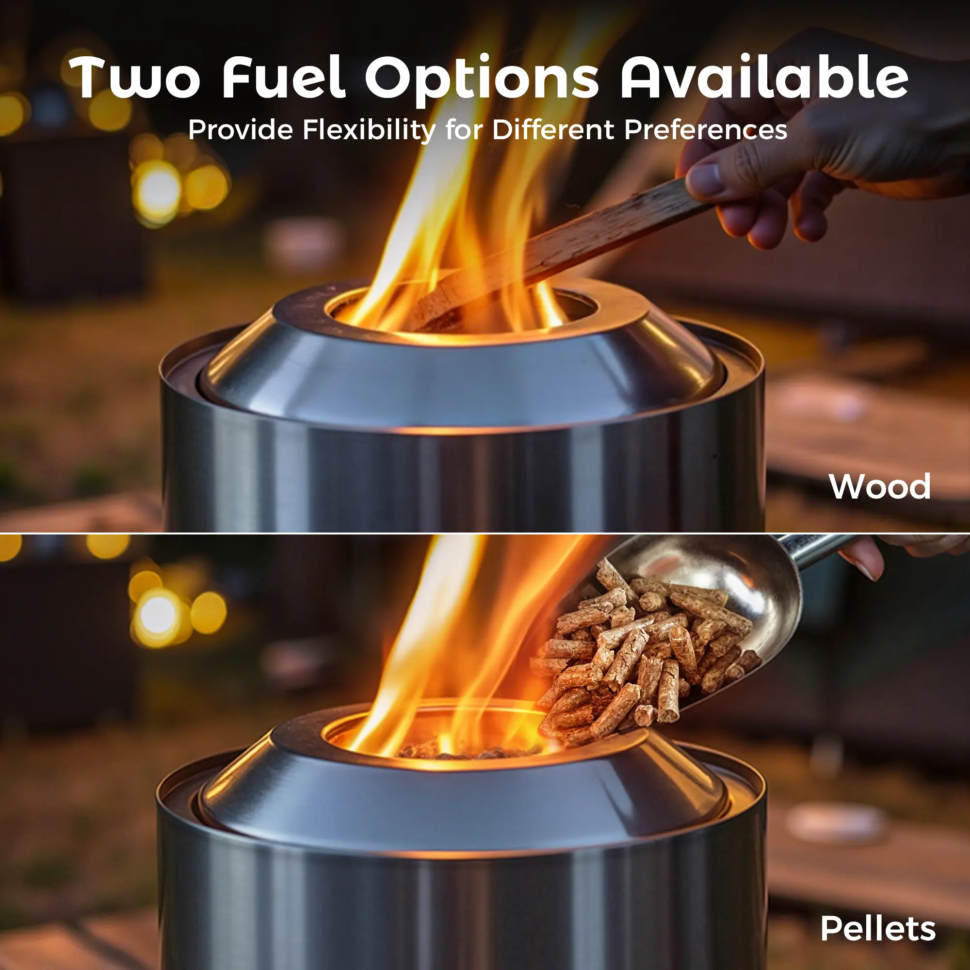 6.5 inch Pellet Tabletop Fire Pit Round, Stainless Steel Table Top Firepit Small, Outdoor Smokeless Firepit Portable, Burning Firepit