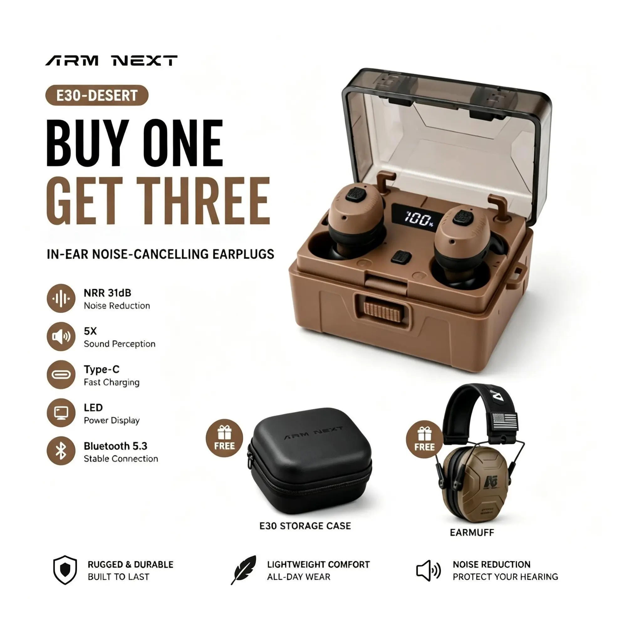 Tactical Earbuds E30 Hearing Protection with Bluetooth