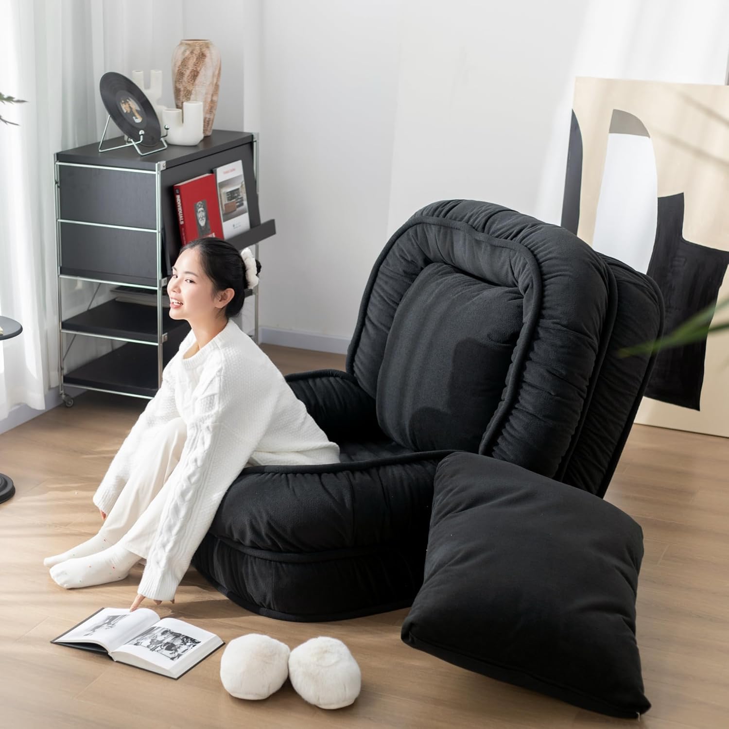 Summer Sale！Foldable Lazy Sofa Bed Floor Chair