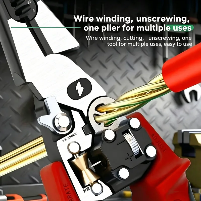 Digital Display Needle Nose Electrician Pliers, Multifunctional Voltage Test Wire Stripper Wire Wrapping & Splitting Hand Tool