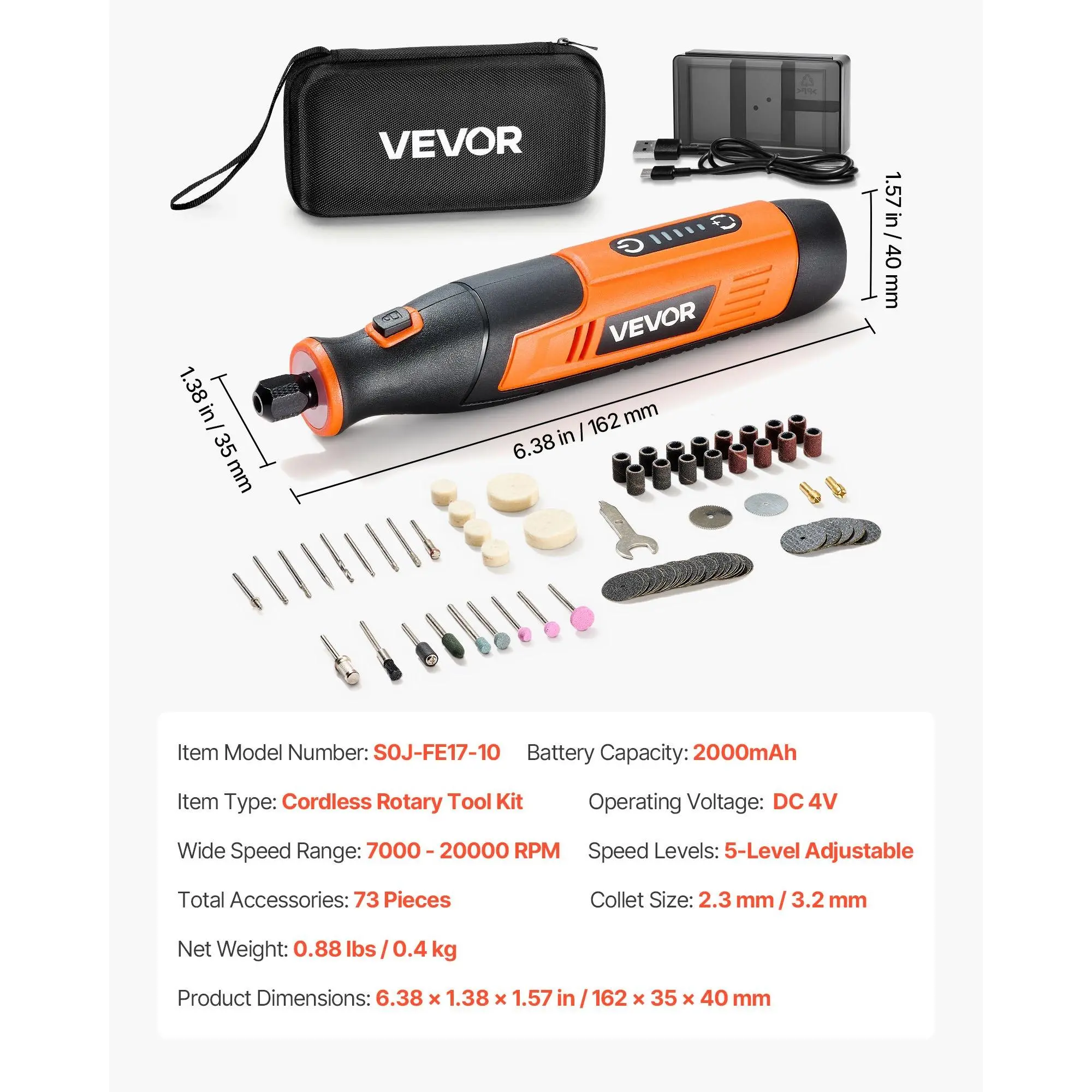 Premium 119-Piece Cordless Mini Rotary Tool Kit - 28-Speed Portable Power Multi-Purpose Tool for DIY Crafts, Engraving & Sanding