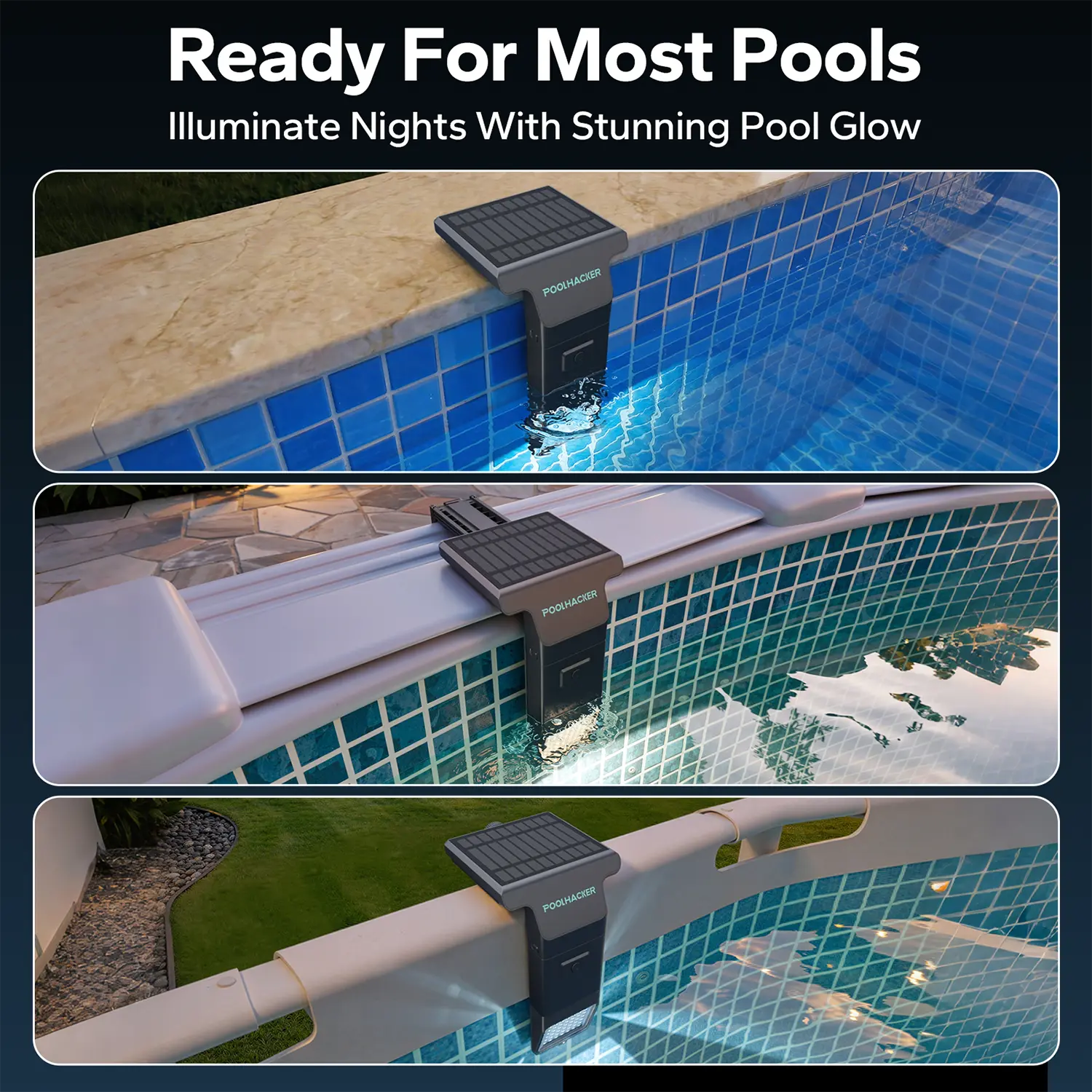 Poolside Solar Light – Waterproof Submersible LED with Remote, for Inground & Above Ground Pools (1 Pack)