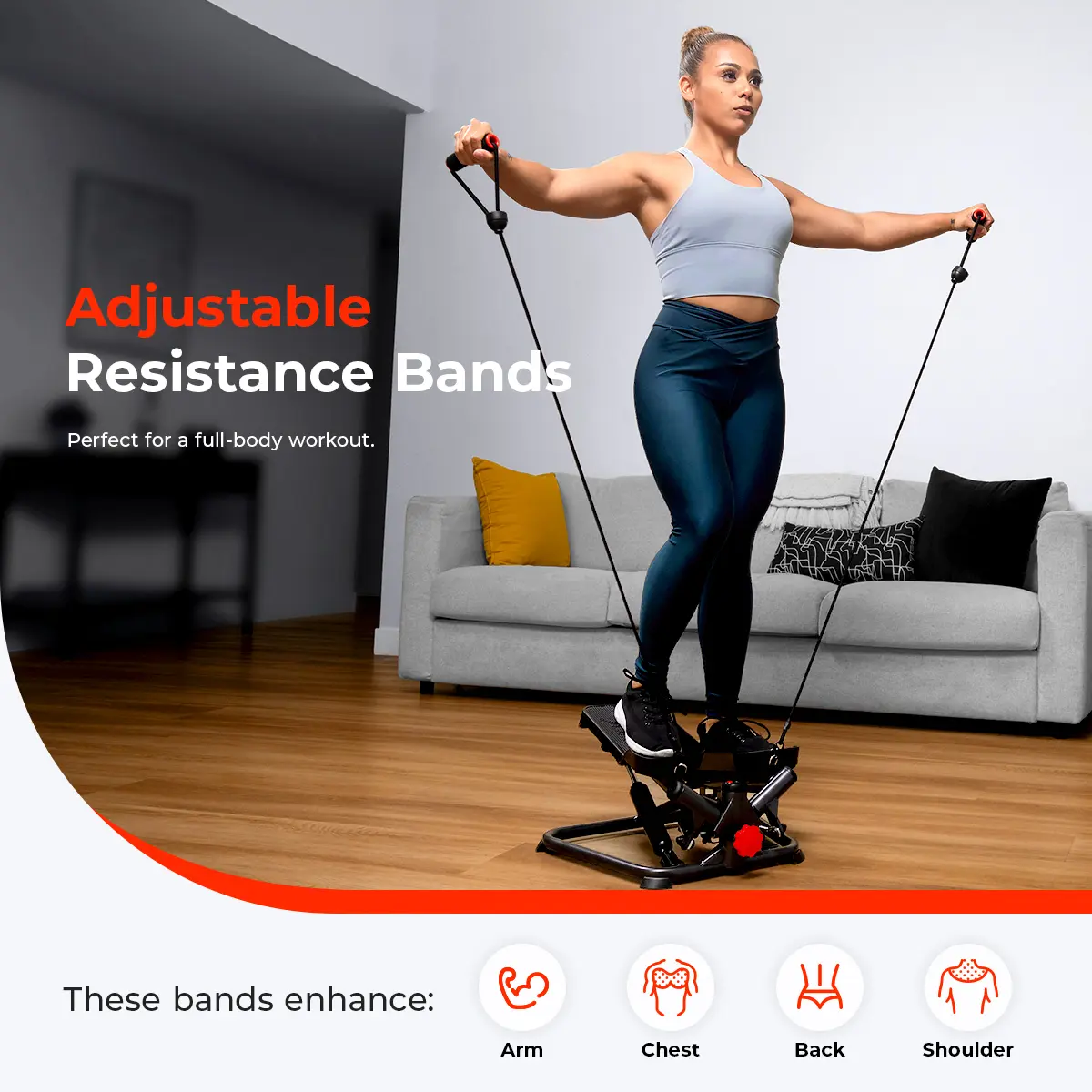 Mini Twist Stepper with Resistance Bands – Full Body Cardio Workout Machine for Legs, Glutes, Core & Home Fitness