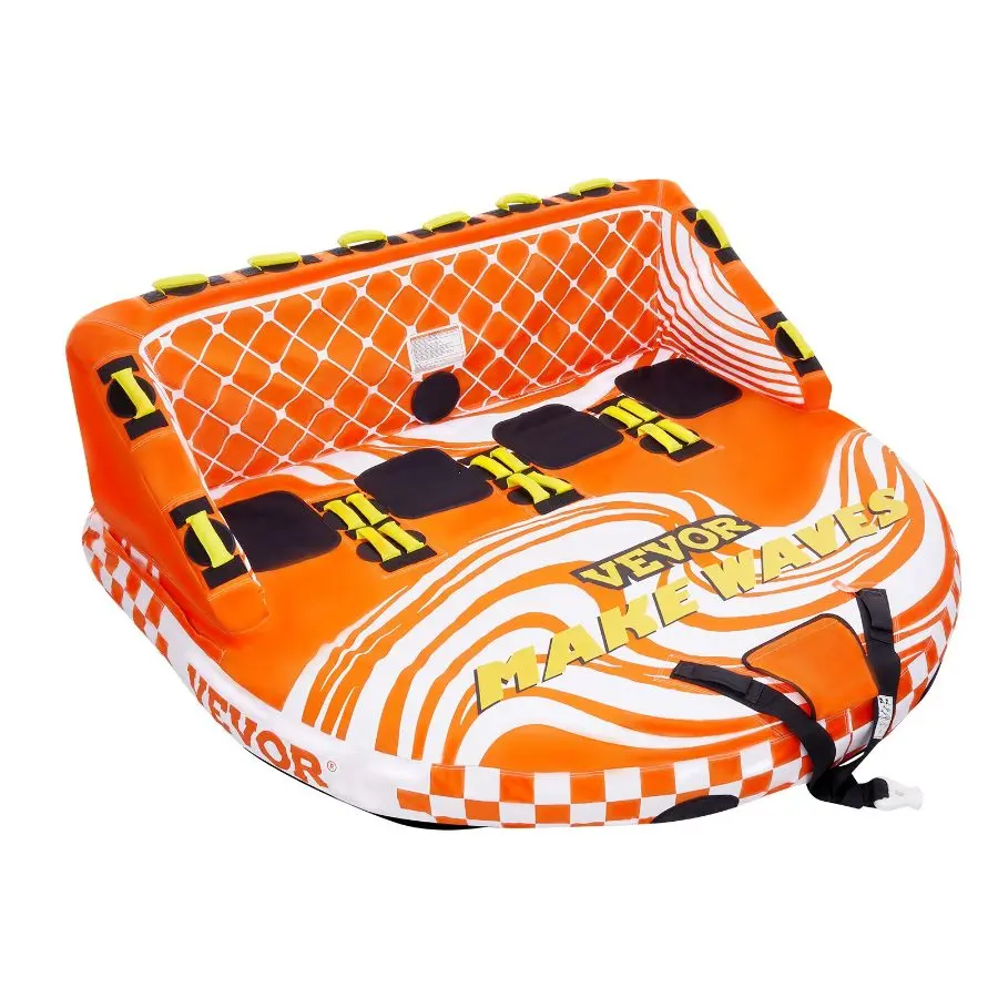 Inflatable Towable Tube for Boating, 1-4 Riders Water Sport Towable Sofa with Heavy Duty Nylon Cover