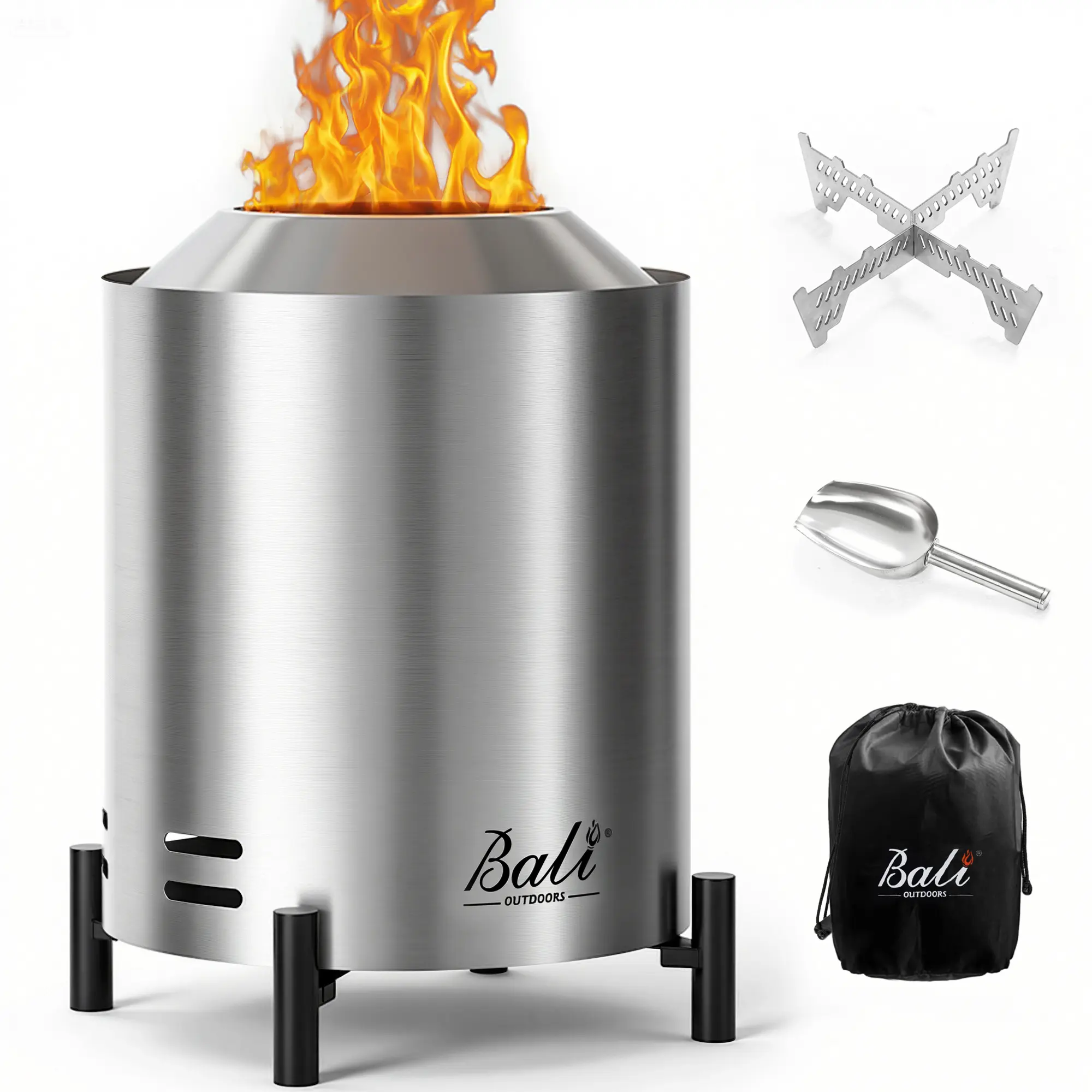 6.5 inch Pellet Tabletop Fire Pit Round, Stainless Steel Table Top Firepit Small, Outdoor Smokeless Firepit Portable, Burning Firepit