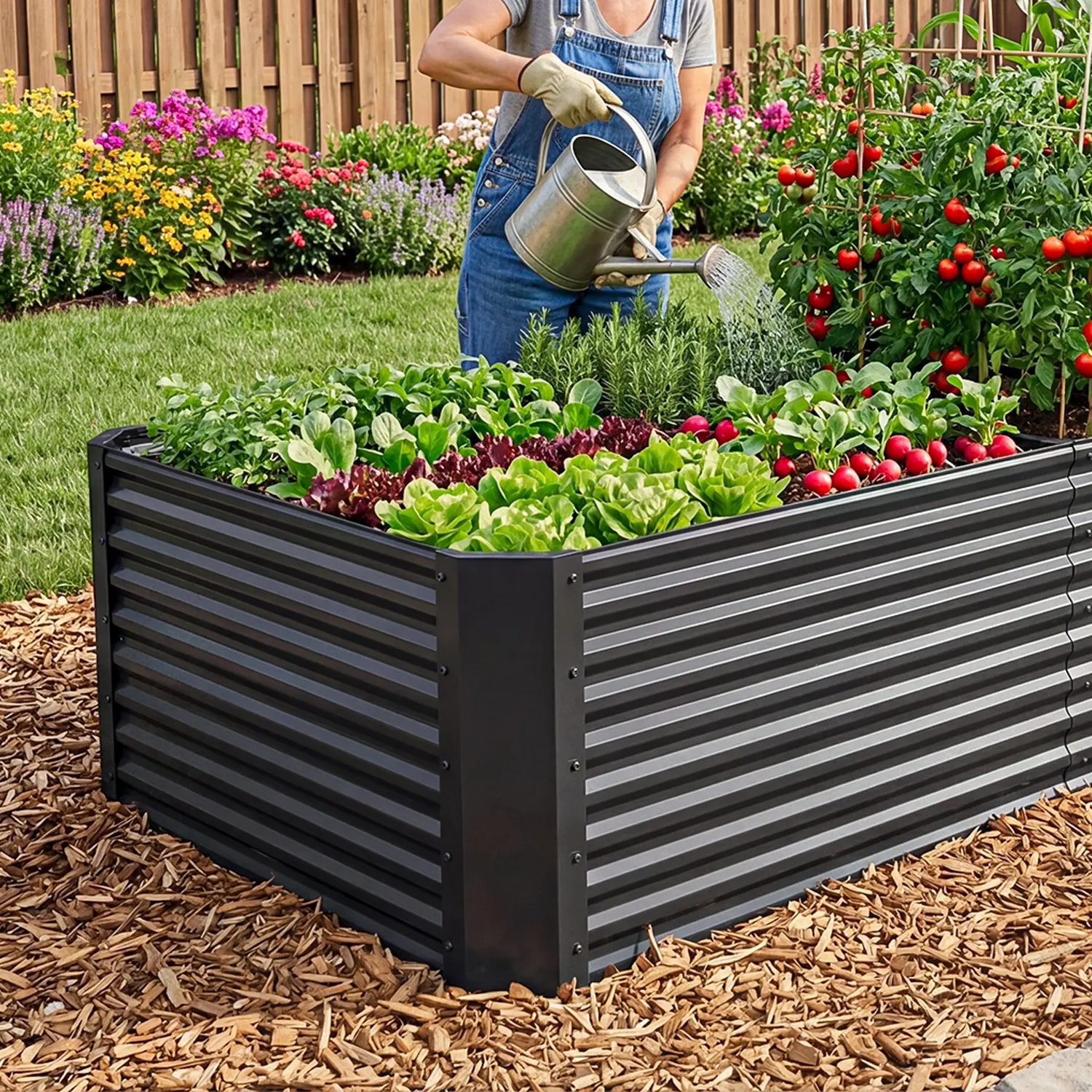 1pc Raised Garden Bed Kit, with Gloves & Tension Bar, Outdoor Patio Planter Box for Plants Vegetables Flowers