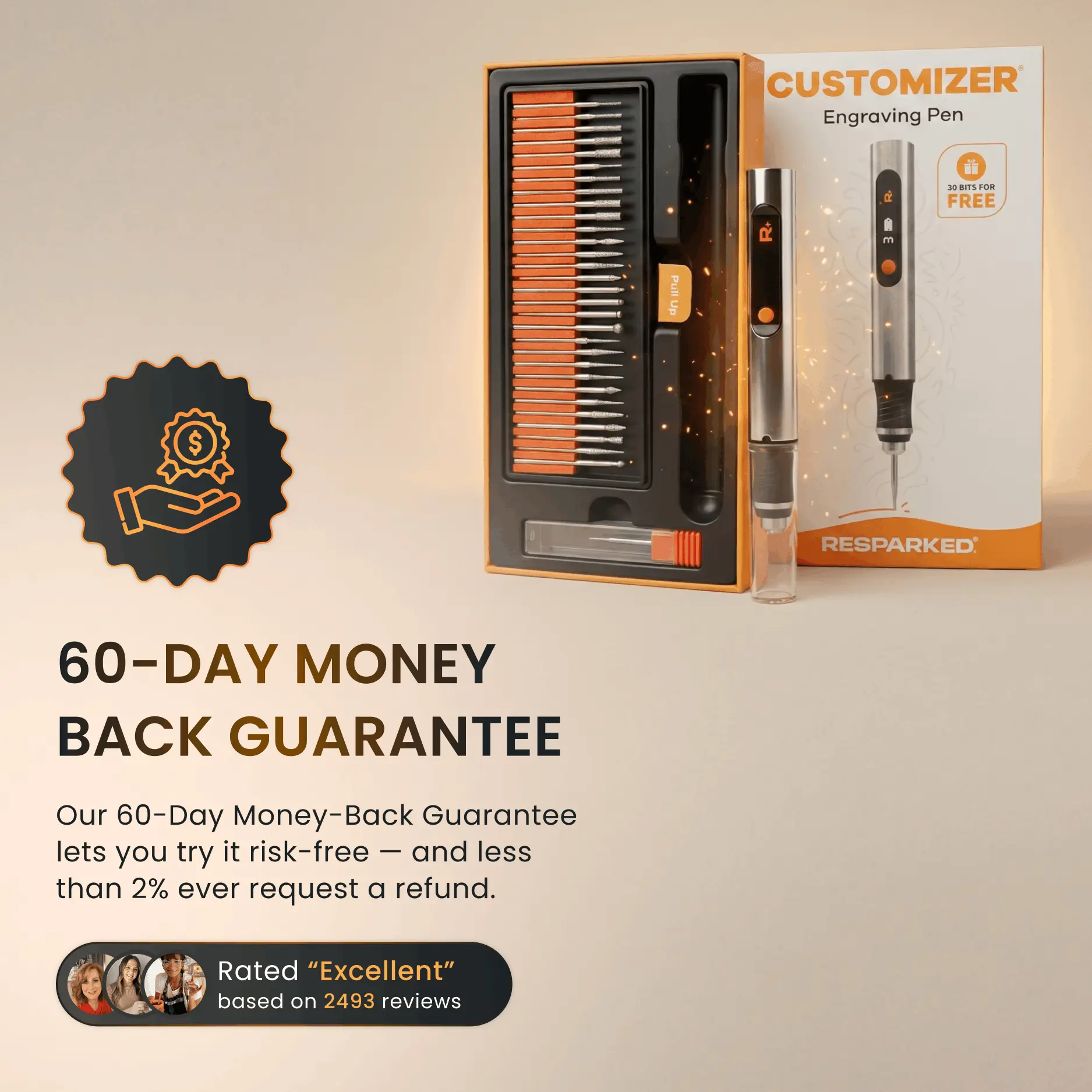 Customizer Engraving Pen with 30 Free Diamond Bits for Personalized Gifts & Practice Canvases Easy to Use USB-C Fast Charger 3 Speed Settings 8000-21000 RPM