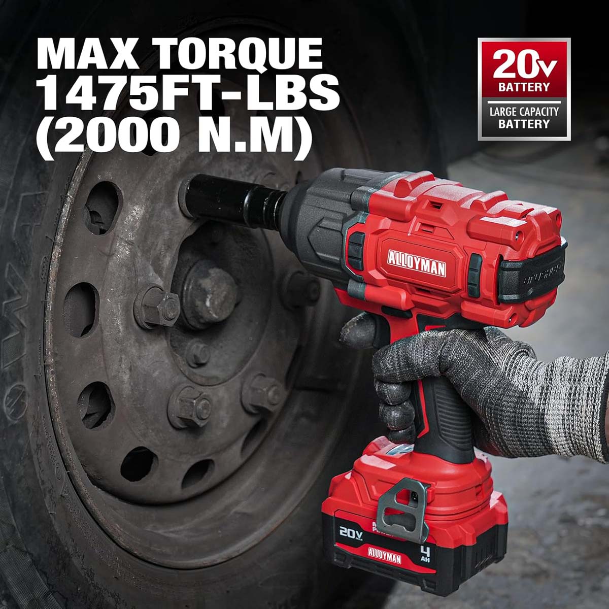 1/2" Cordless Brushless Impact Wrench Kit - 1475 ft-lbs(2000N.m) High Torque - Red Kit