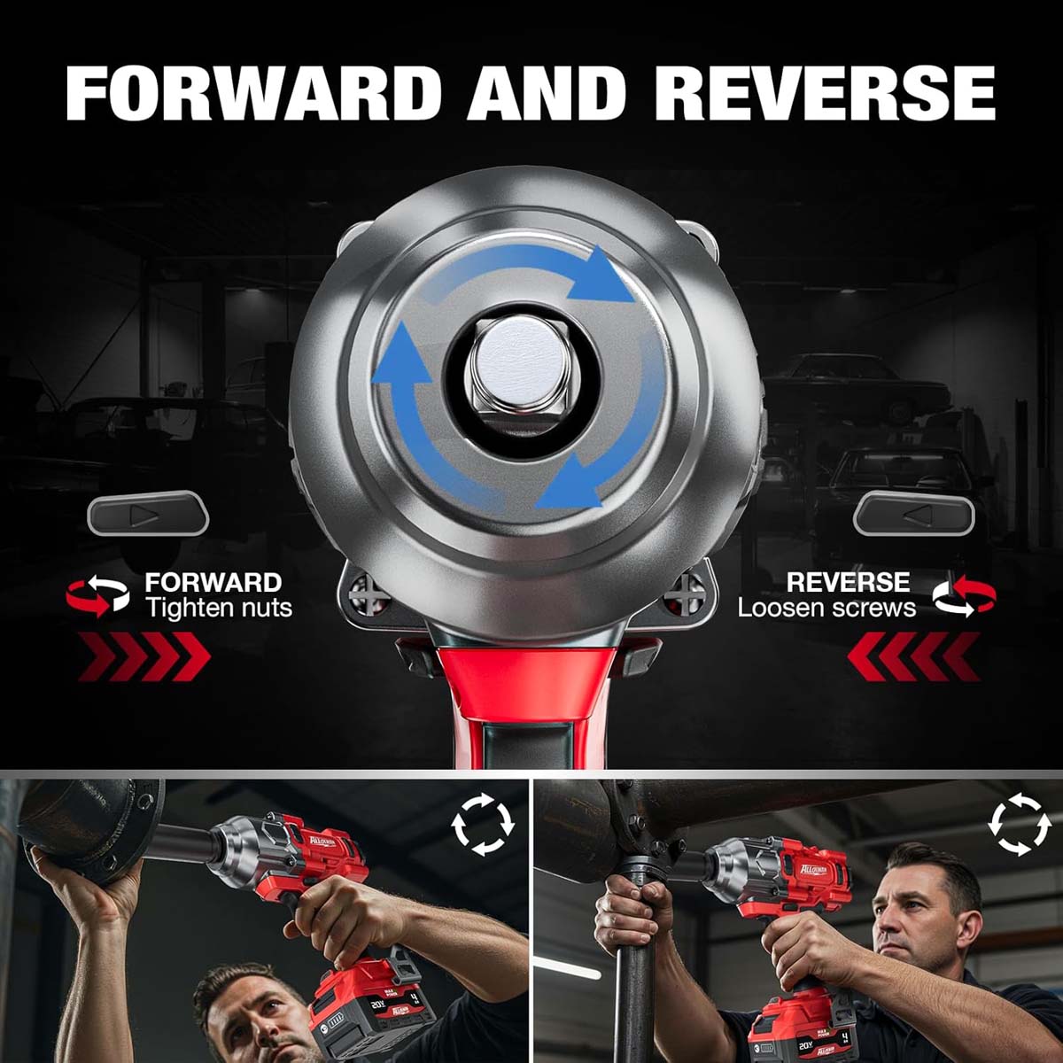 1/2" Cordless Brushless Impact Wrench Kit - 1475 ft-lbs(2000N.m) High Torque - Red Kit