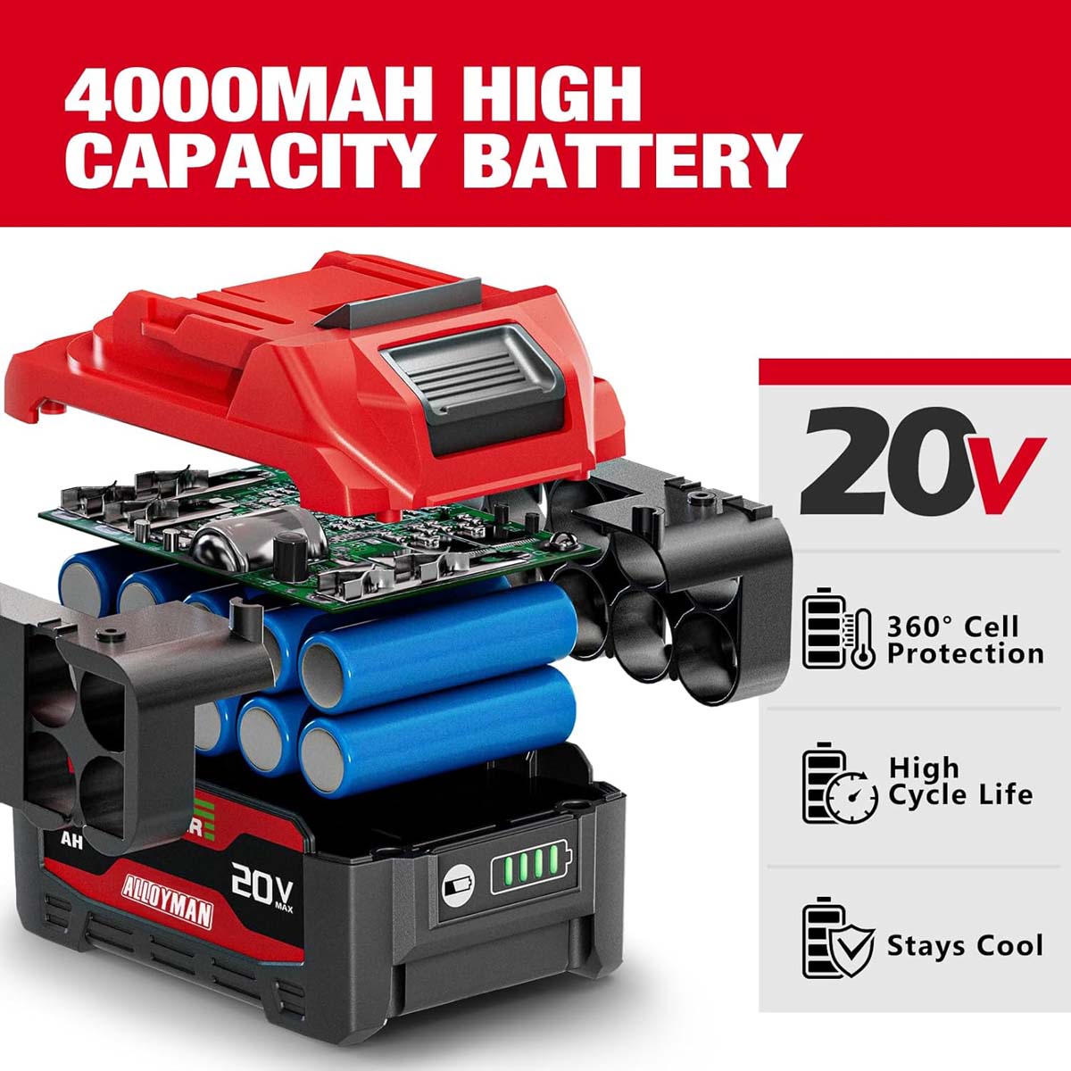 1/2" Cordless Brushless Impact Wrench Kit - 1475 ft-lbs(2000N.m) High Torque - Red Kit
