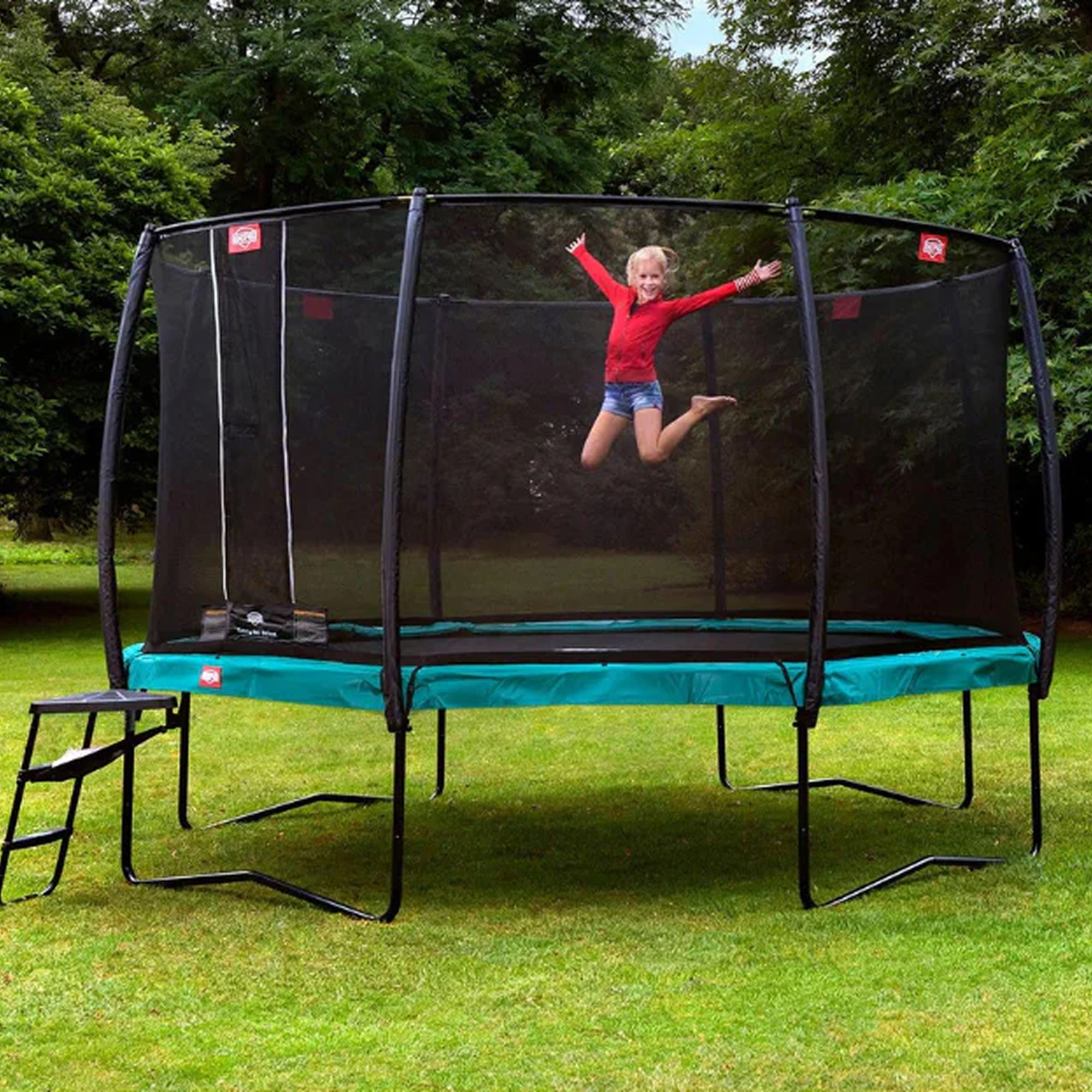 BERG Champion 14' Round Above Ground Trampoline + Safety Net Deluxe