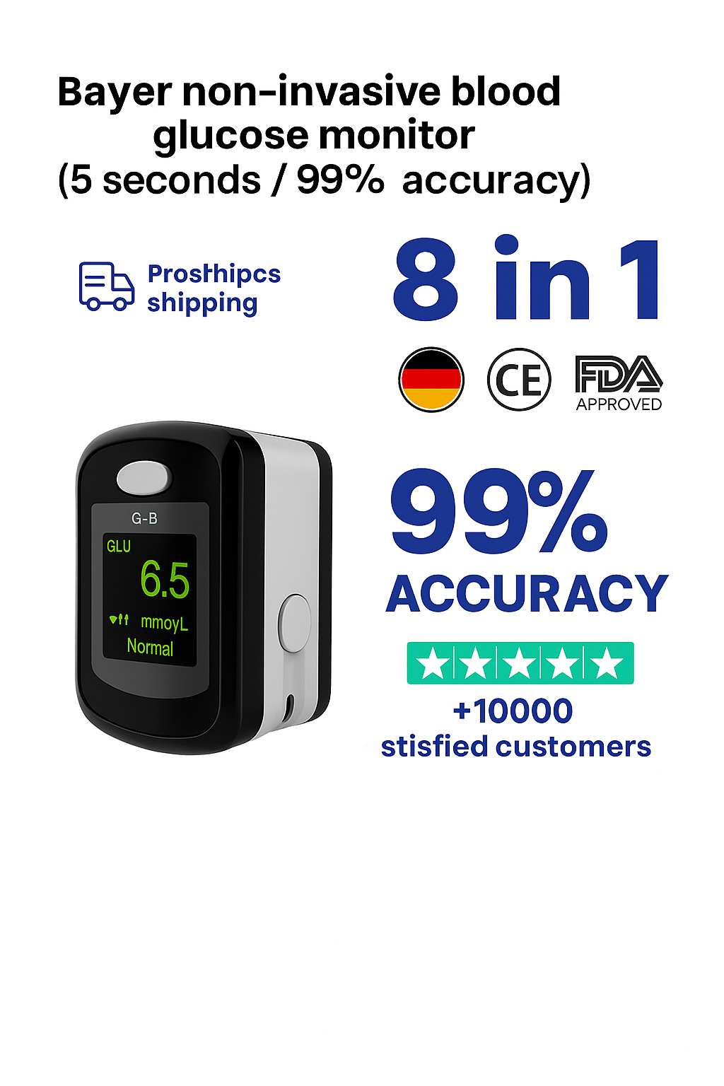 Non-Invasive Blood Glucose Monitor5 Seconds /99% Accuracy