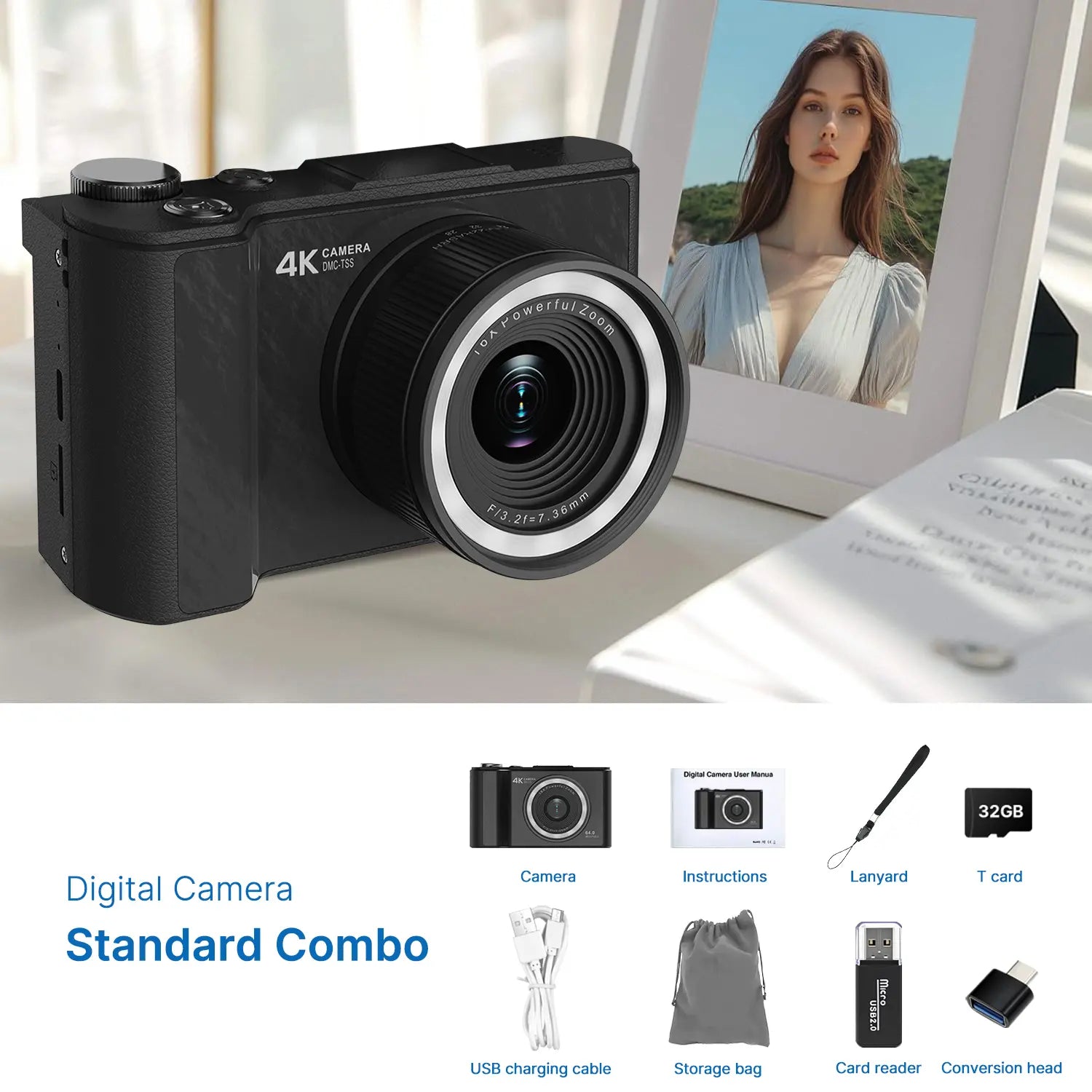 Digital Foldable Vlogging Camera, 32GB SD Card, Self Timer, Wrist Strap – Perfect Gift for Teens & Beginners
