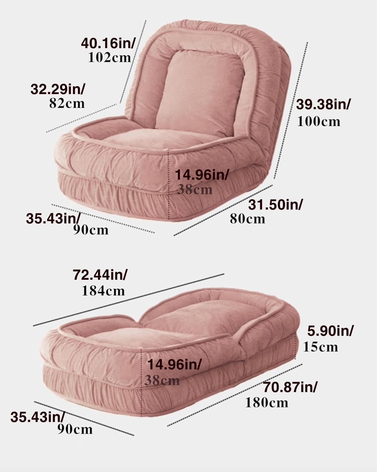 Summer Sale！Foldable Lazy Sofa Bed Floor Chair