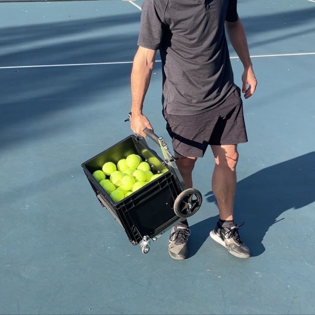 Extra Large Tennis Ball Hopper, Holds 200 Balls, Foldable Tennis Ball Basket with Wheels & Removable Bag, Lightweight Pickleball Caddy Cart for Baseball/Softball