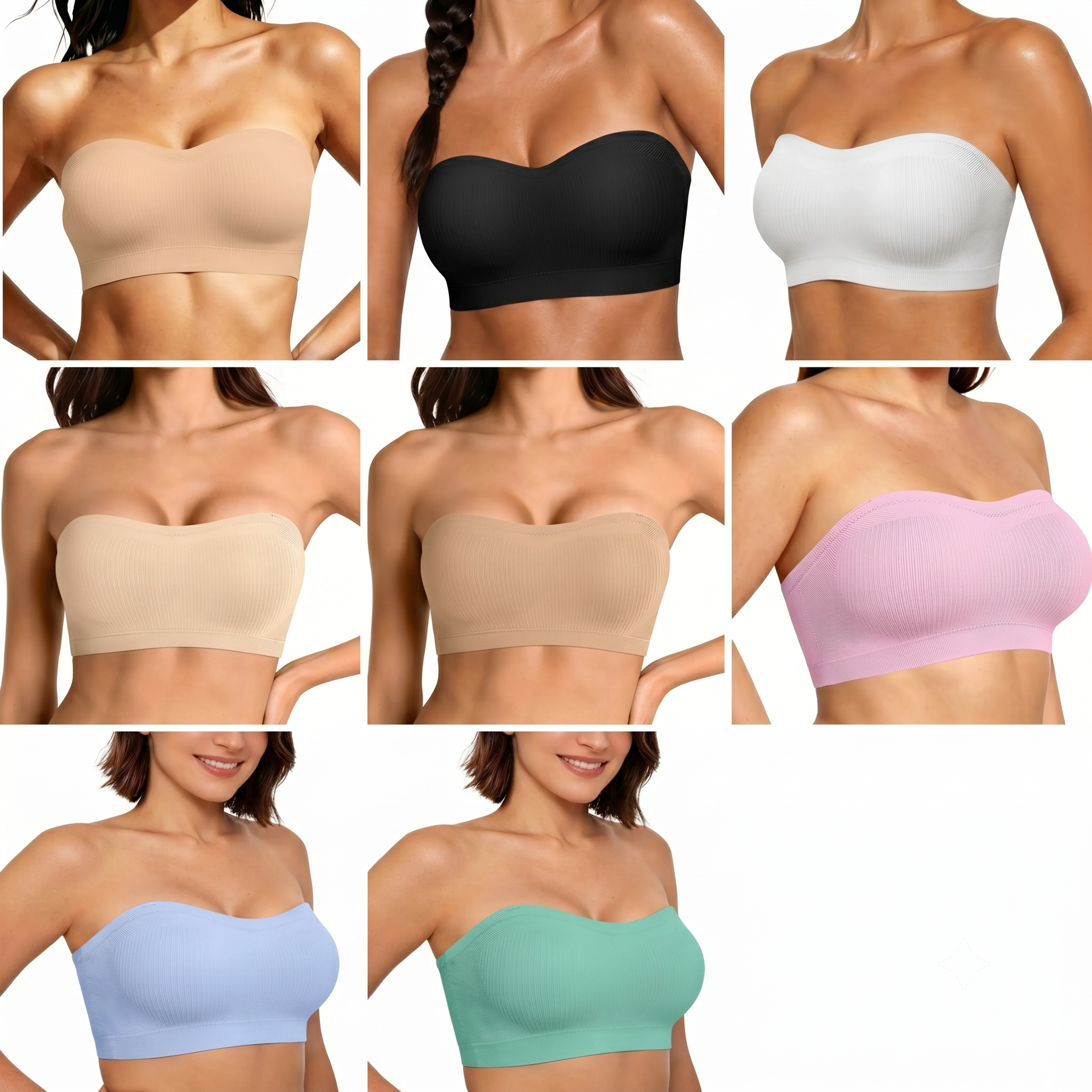 8-Pack Stays Put Bandeau Bra