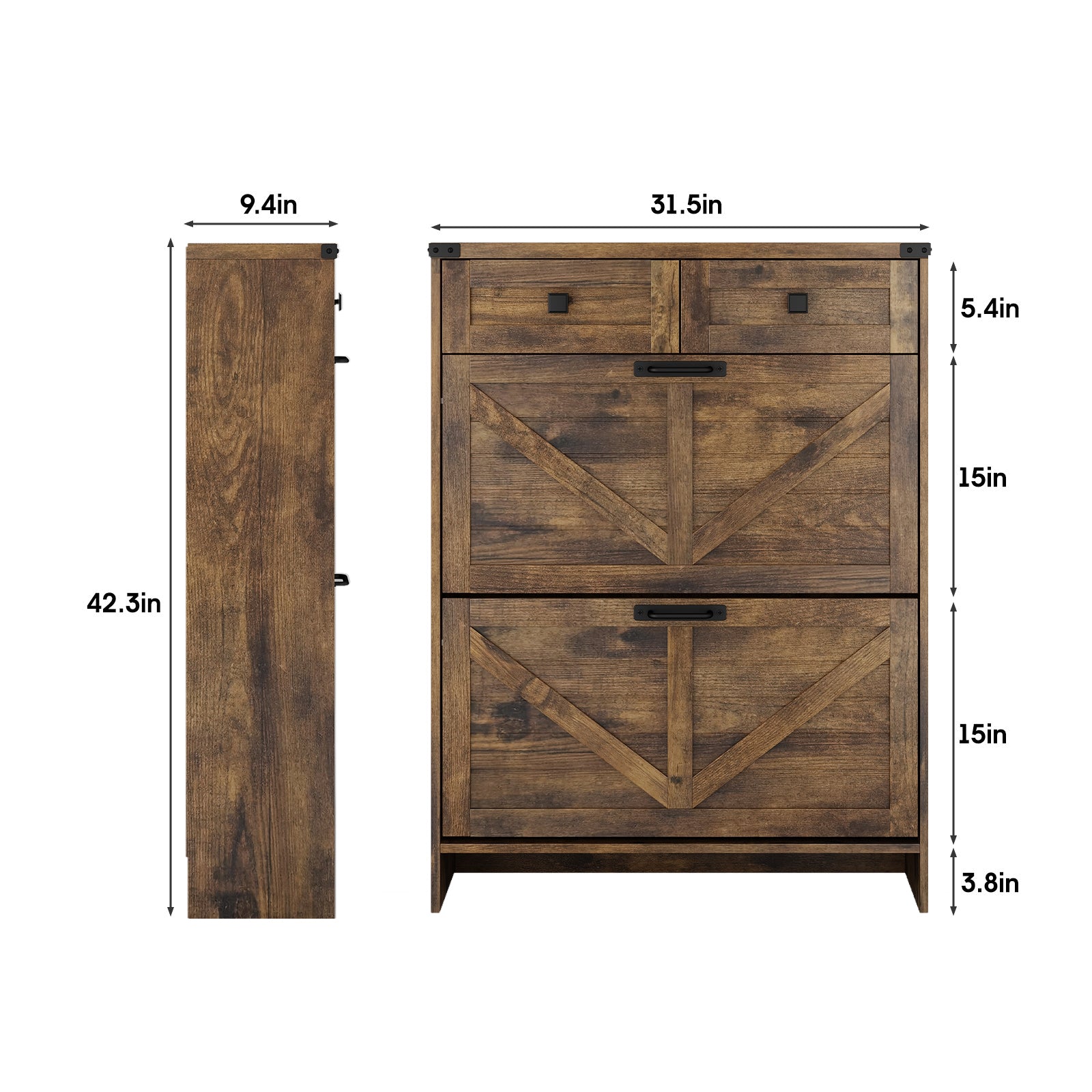 Shoe Storage Cabinet with 2 Flip Drawers & 2 Drawers