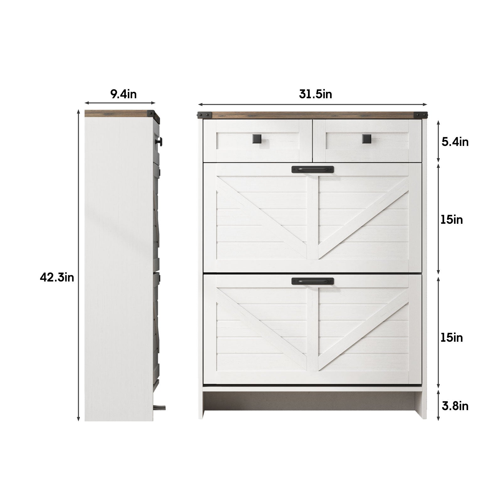 Shoe Storage Cabinet with 2 Flip Drawers & 2 Drawers
