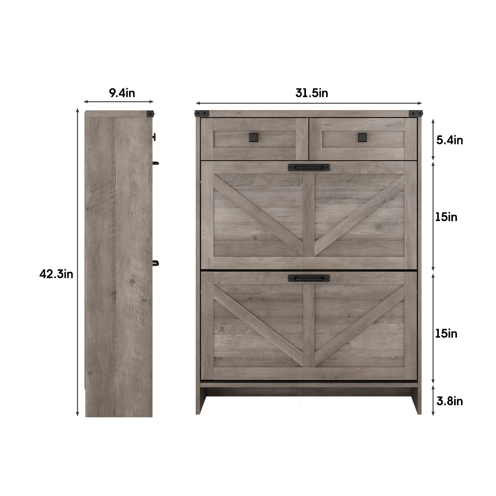 Shoe Storage Cabinet with 2 Flip Drawers & 2 Drawers