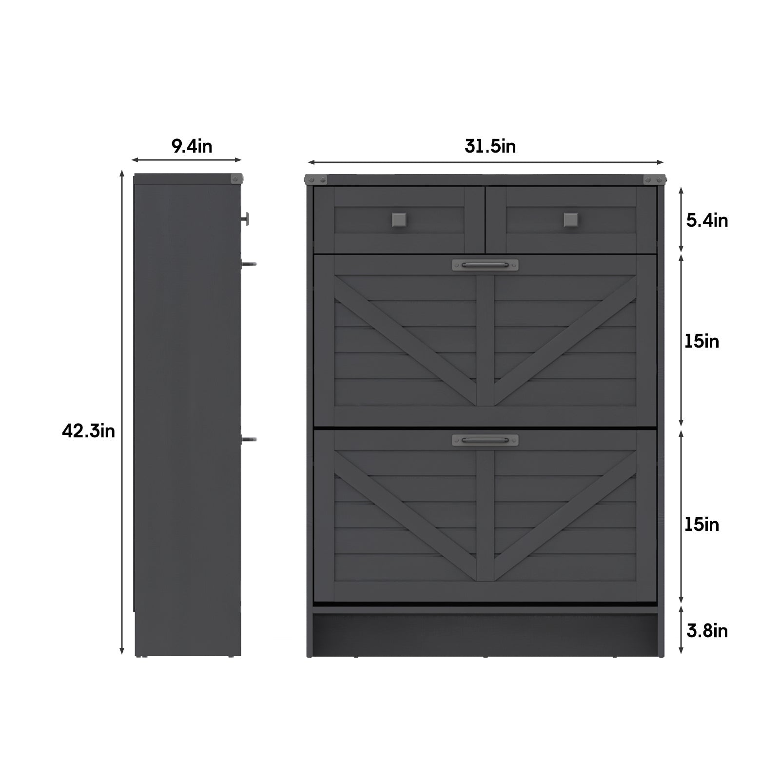 Shoe Storage Cabinet with 2 Flip Drawers & 2 Drawers