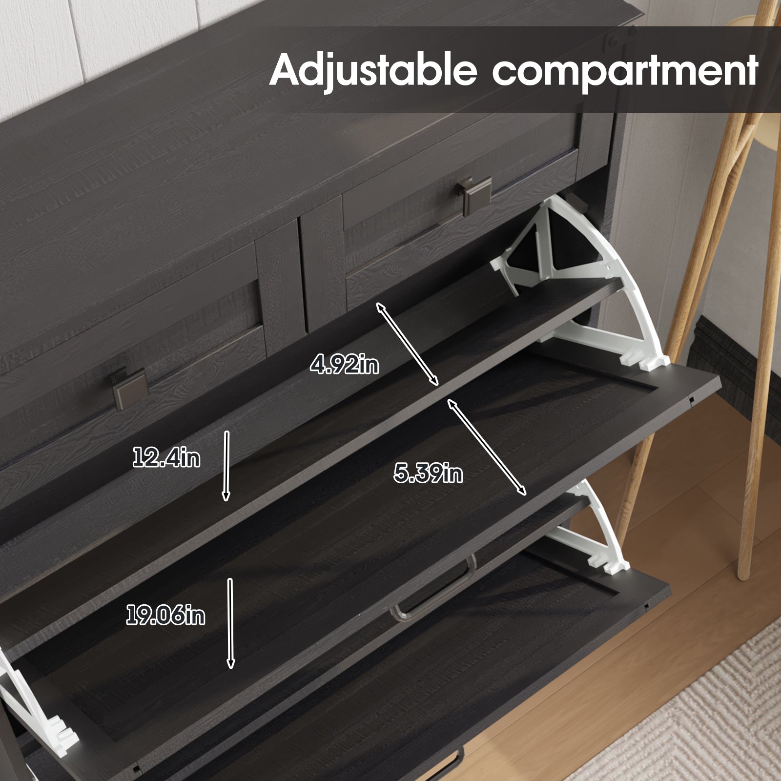 Shoe Storage Cabinet with 2 Flip Drawers & 2 Drawers