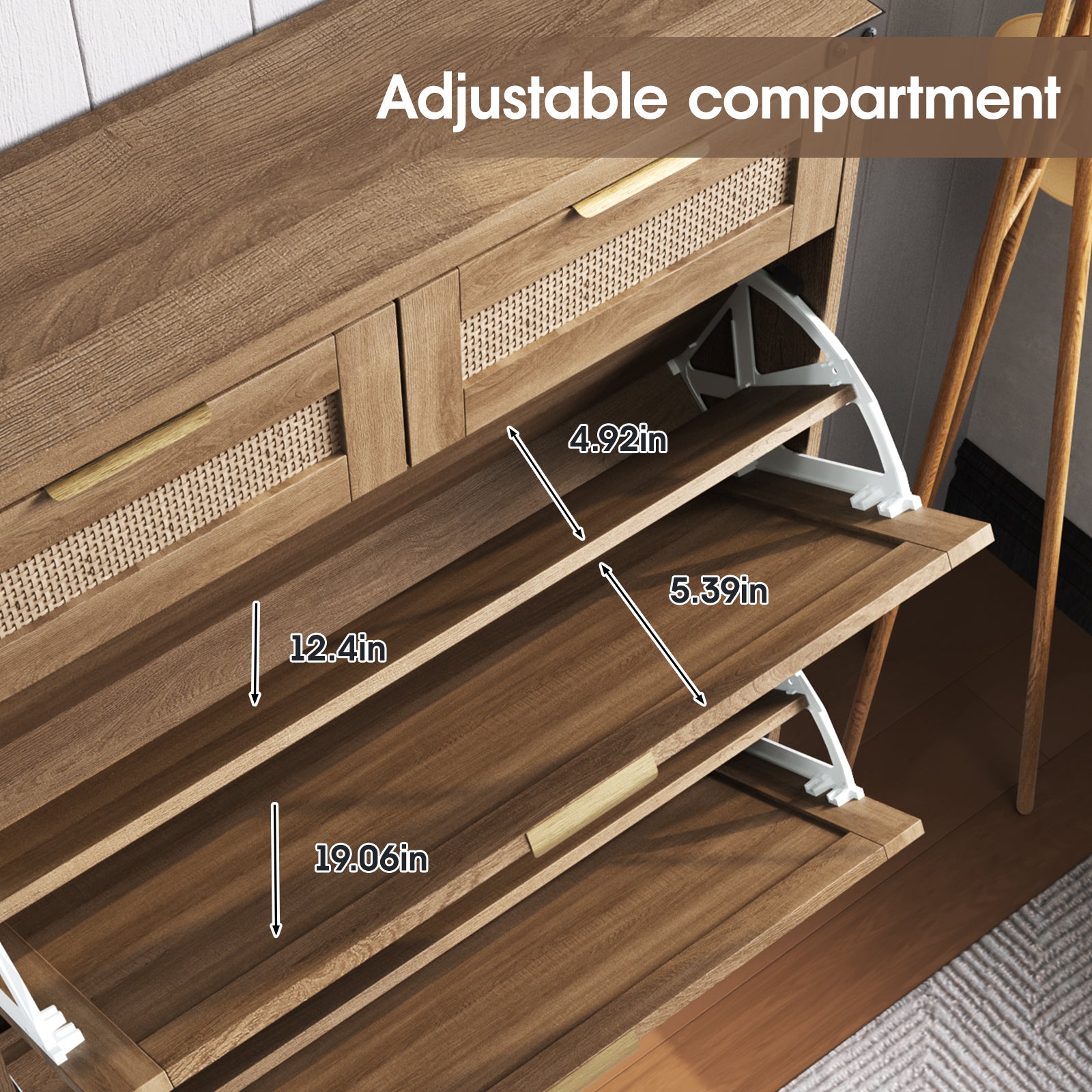 Shoe Storage Cabinet with 2 Flip Drawers & 2 Drawers