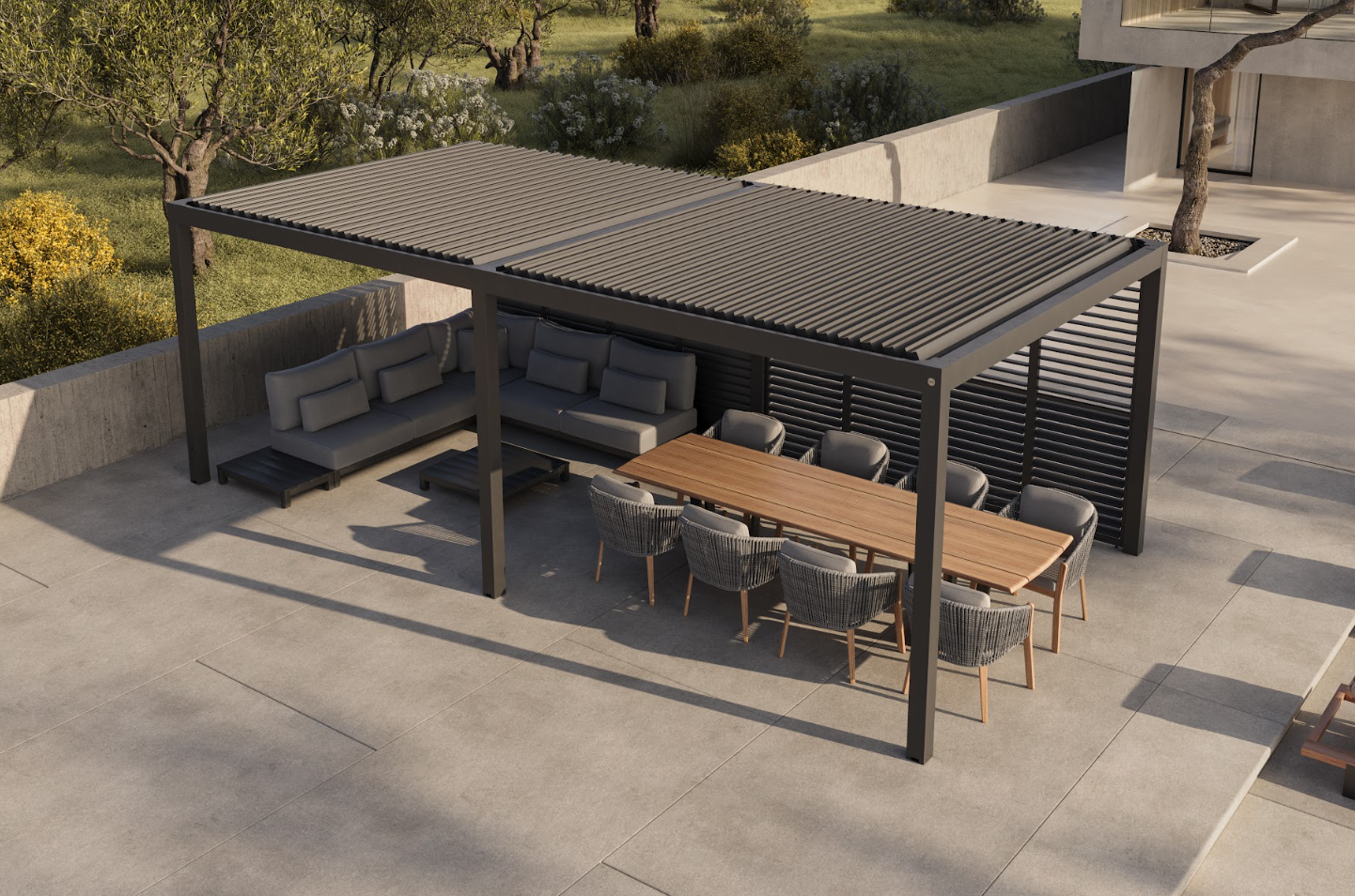 Luxe Manual Louvered Roof LED Aluminium Pergola