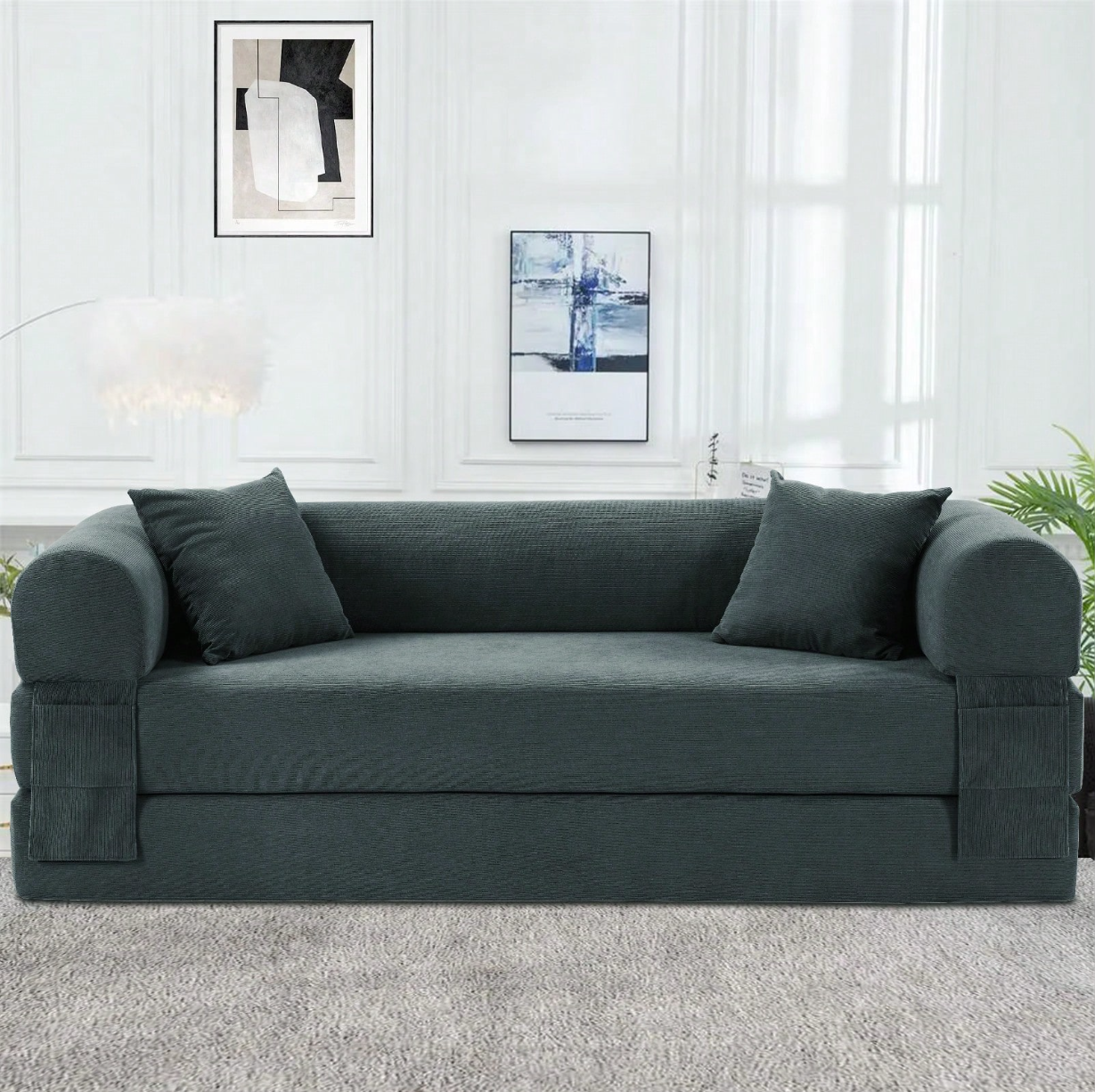 80" Convertible Sofa Bed, 3-in-1 Folding Pull Out Couch with Pillows