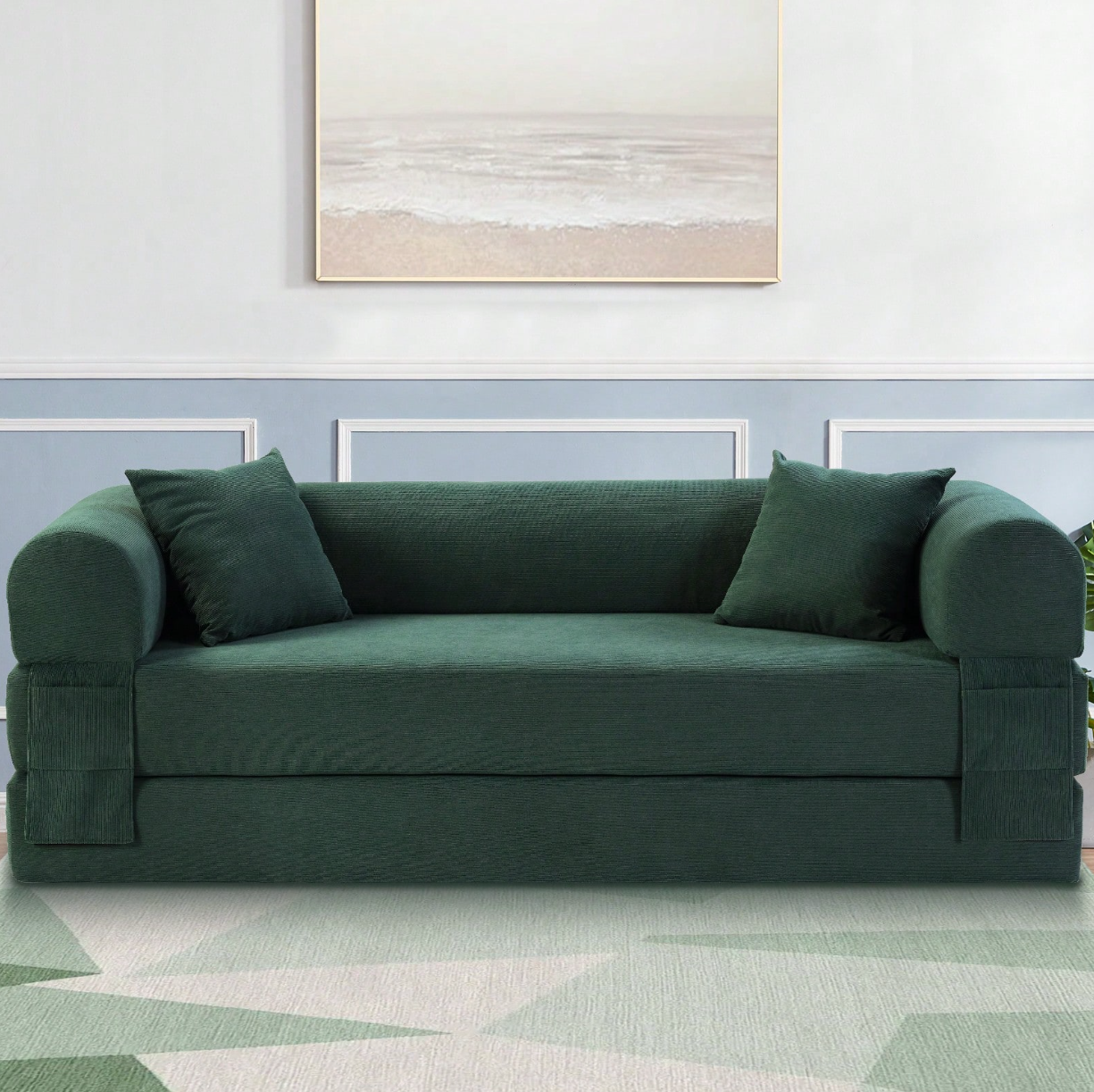 80" Convertible Sofa Bed, 3-in-1 Folding Pull Out Couch with Pillows